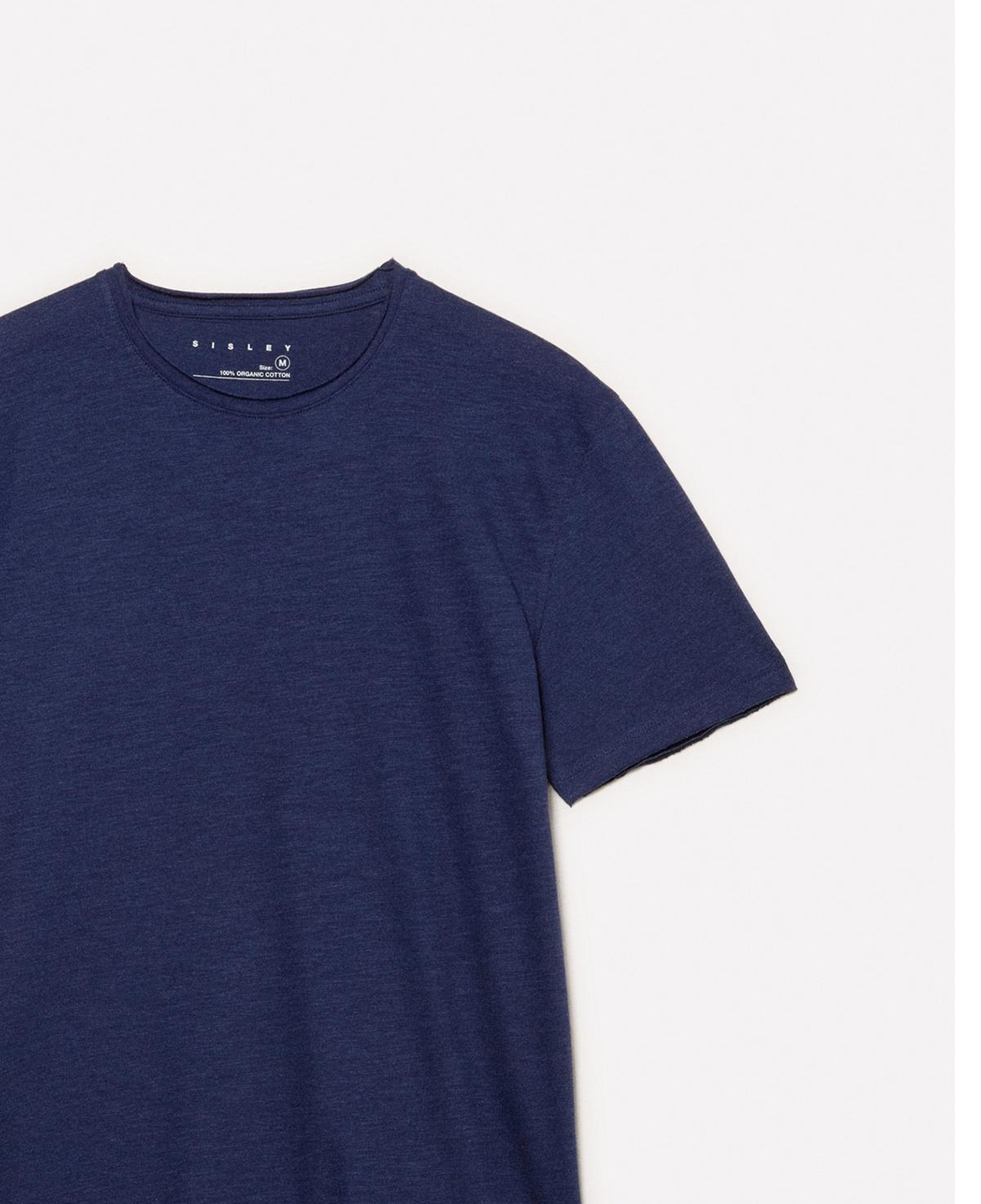 Erkek Mavi %100 Pamuk Bisiklet Yaka Slim Fit Slub T-Shirt