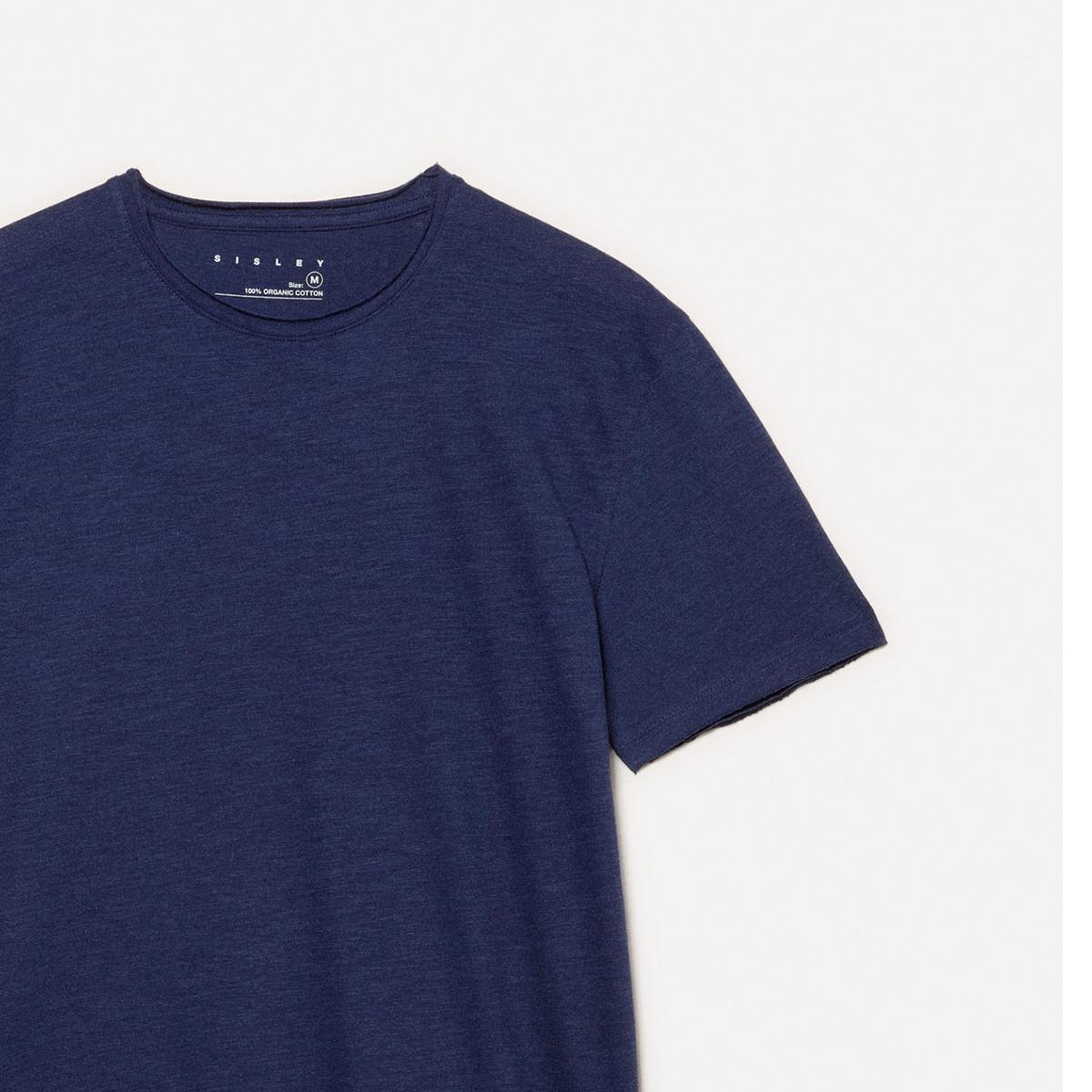 Erkek Mavi %100 Pamuk Bisiklet Yaka Slim Fit Slub T-Shirt