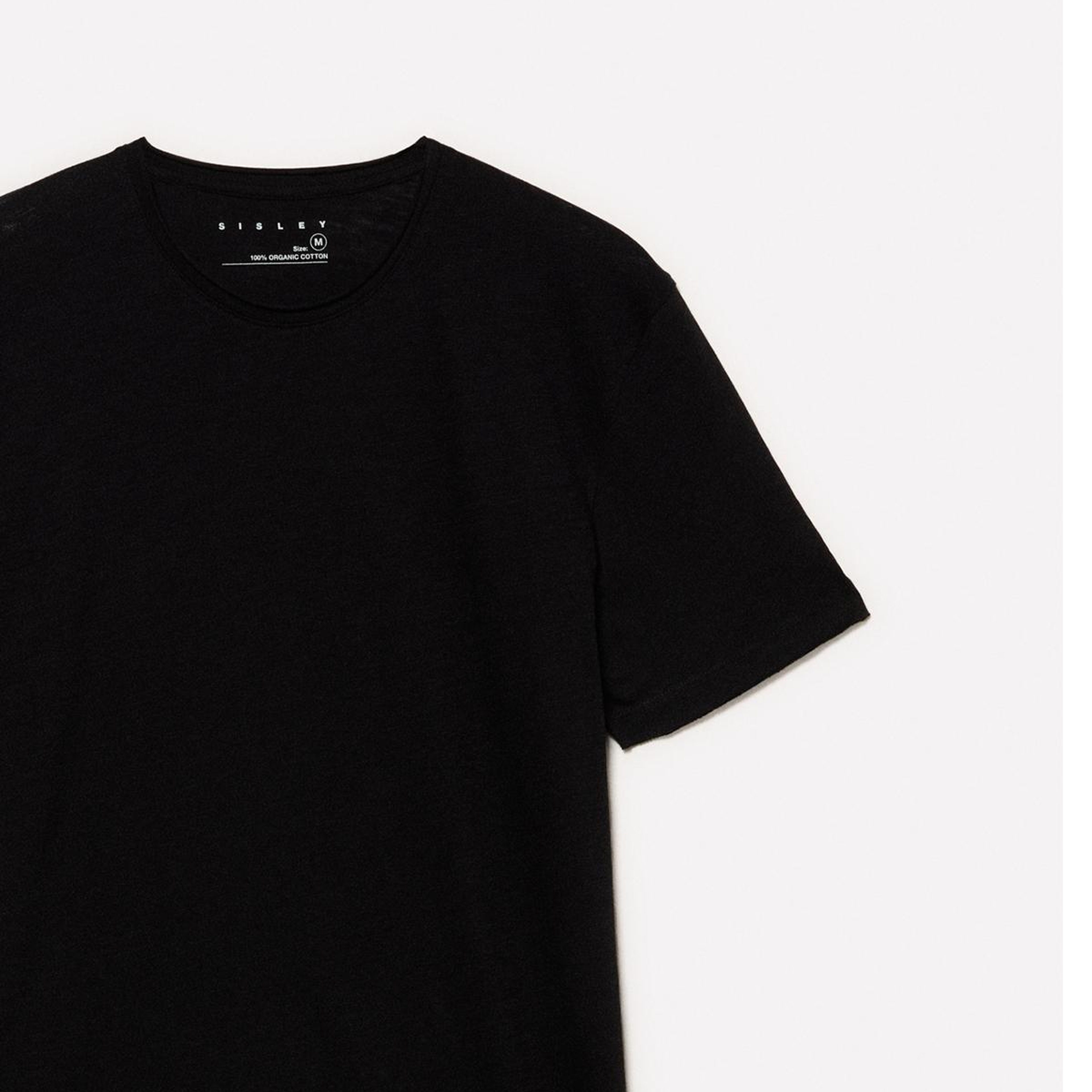 Erkek Siyah %100 Pamuk Bisiklet Yaka Slim Fit Slub T-Shirt