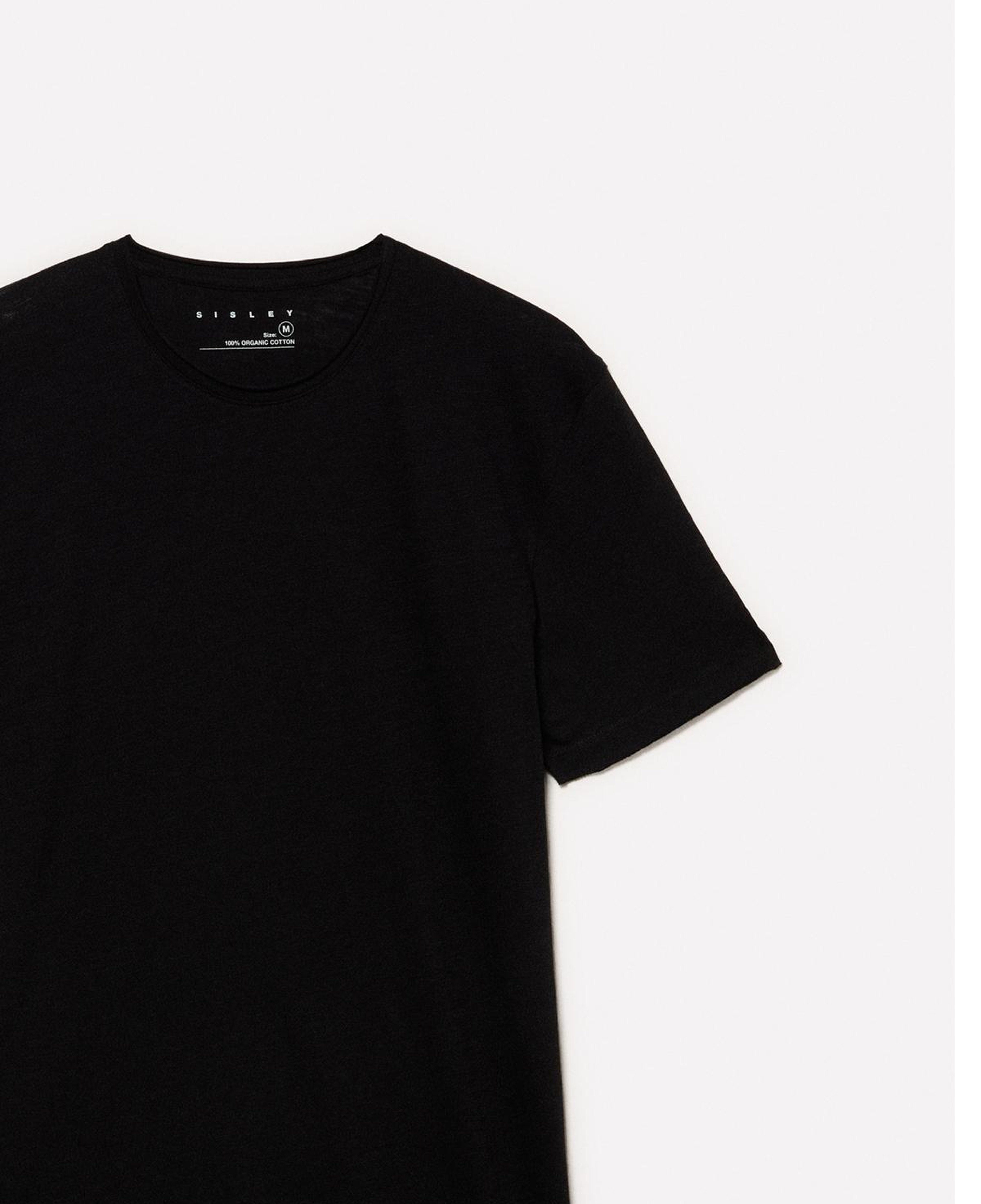 Erkek Siyah %100 Pamuk Bisiklet Yaka Slim Fit Slub T-Shirt