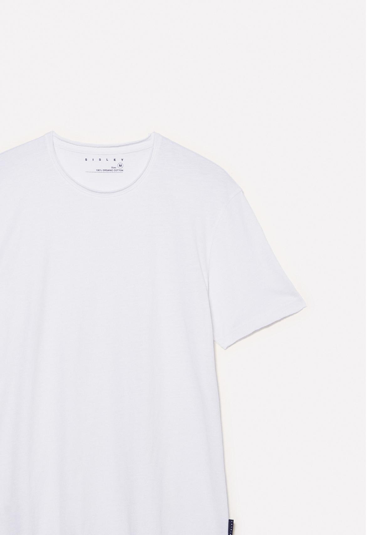 Erkek Beyaz %100 Pamuk Bisiklet Yaka Slim Fit Slub T-Shirt