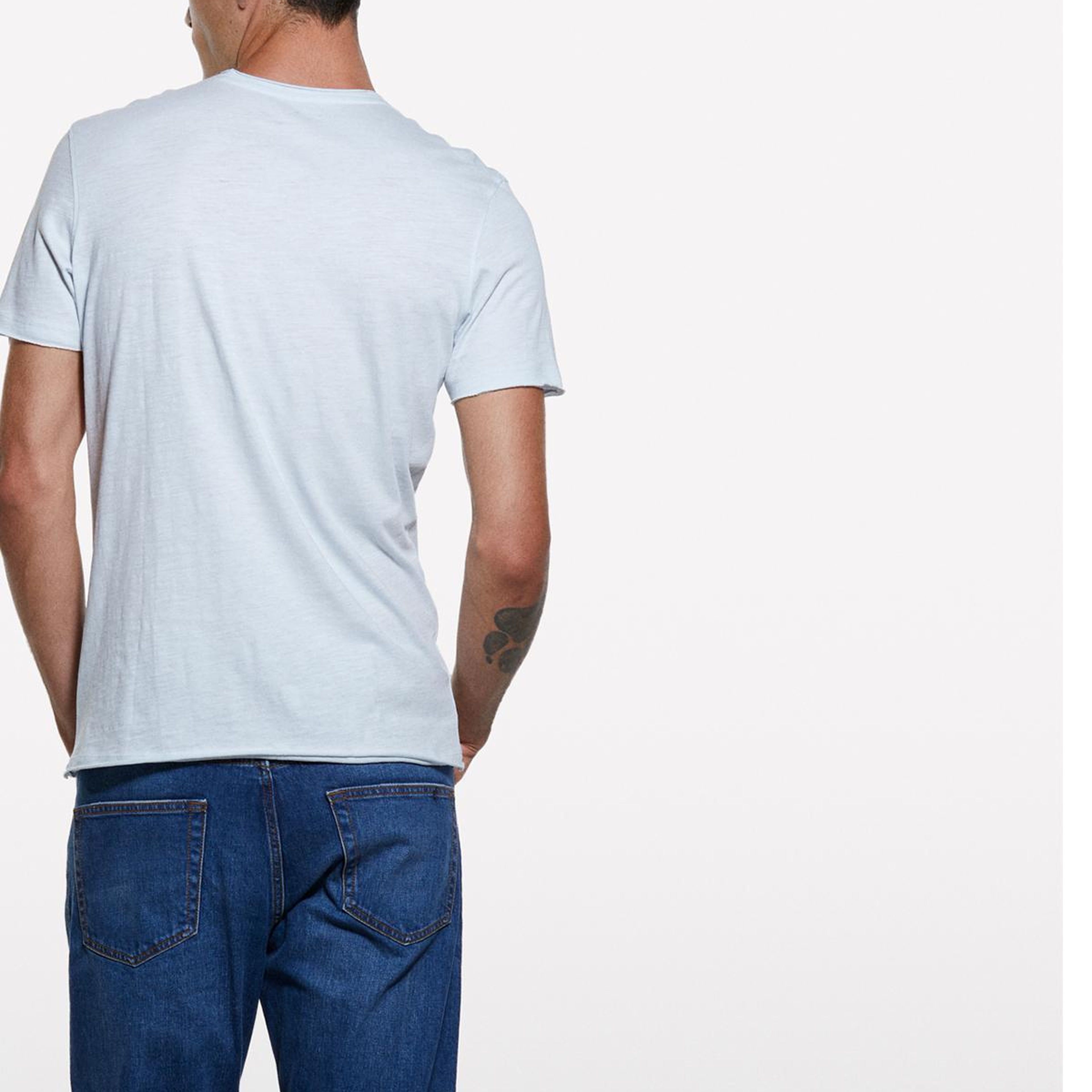 Erkek Açık Gri %100 Pamuk Bisiklet Yaka Slim Fit Slub T-Shirt