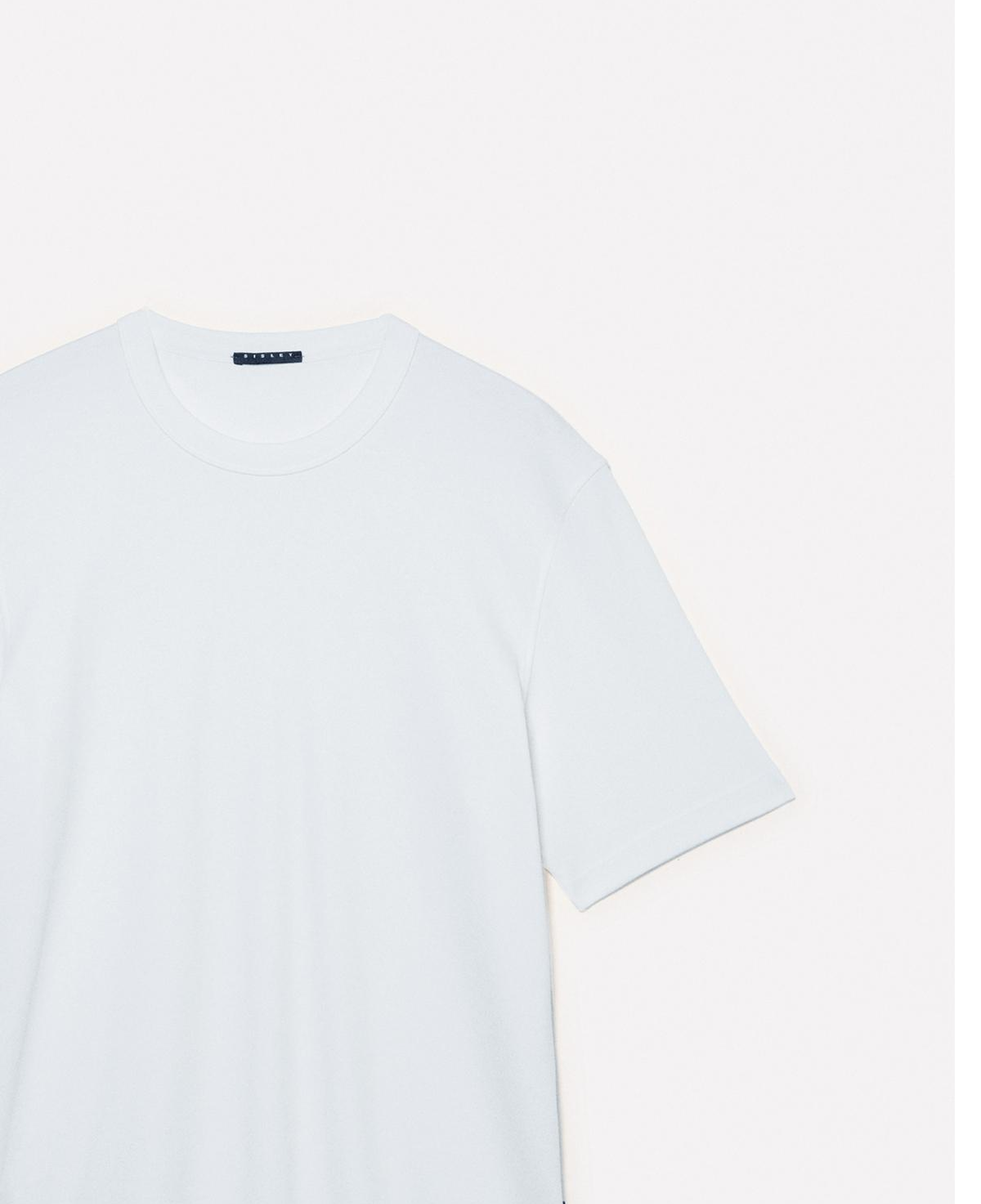 Erkek Beyaz %100 Pamuk Nervürlü Bisiklet Yaka T-Shirt