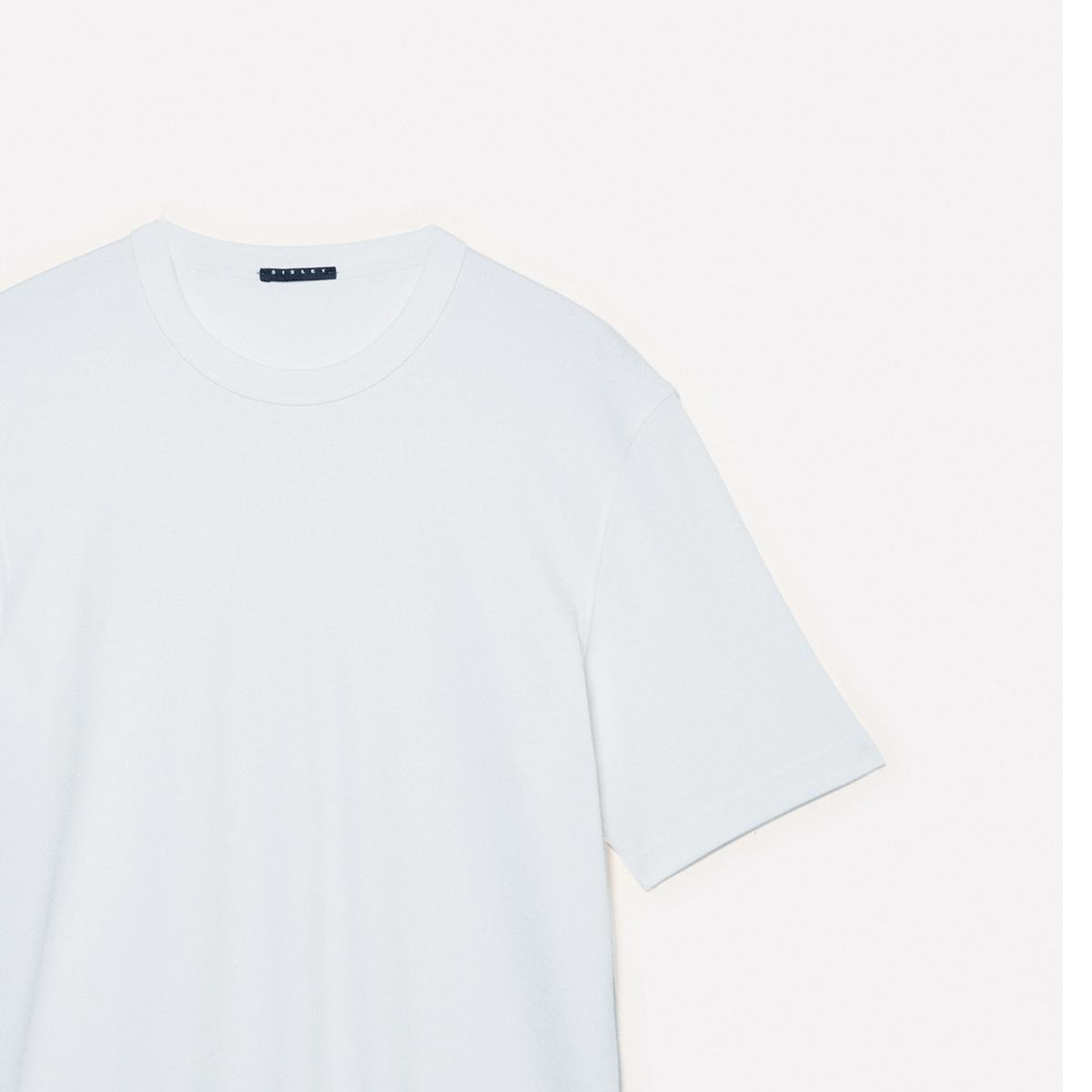 Erkek Beyaz %100 Pamuk Nervürlü Bisiklet Yaka T-Shirt