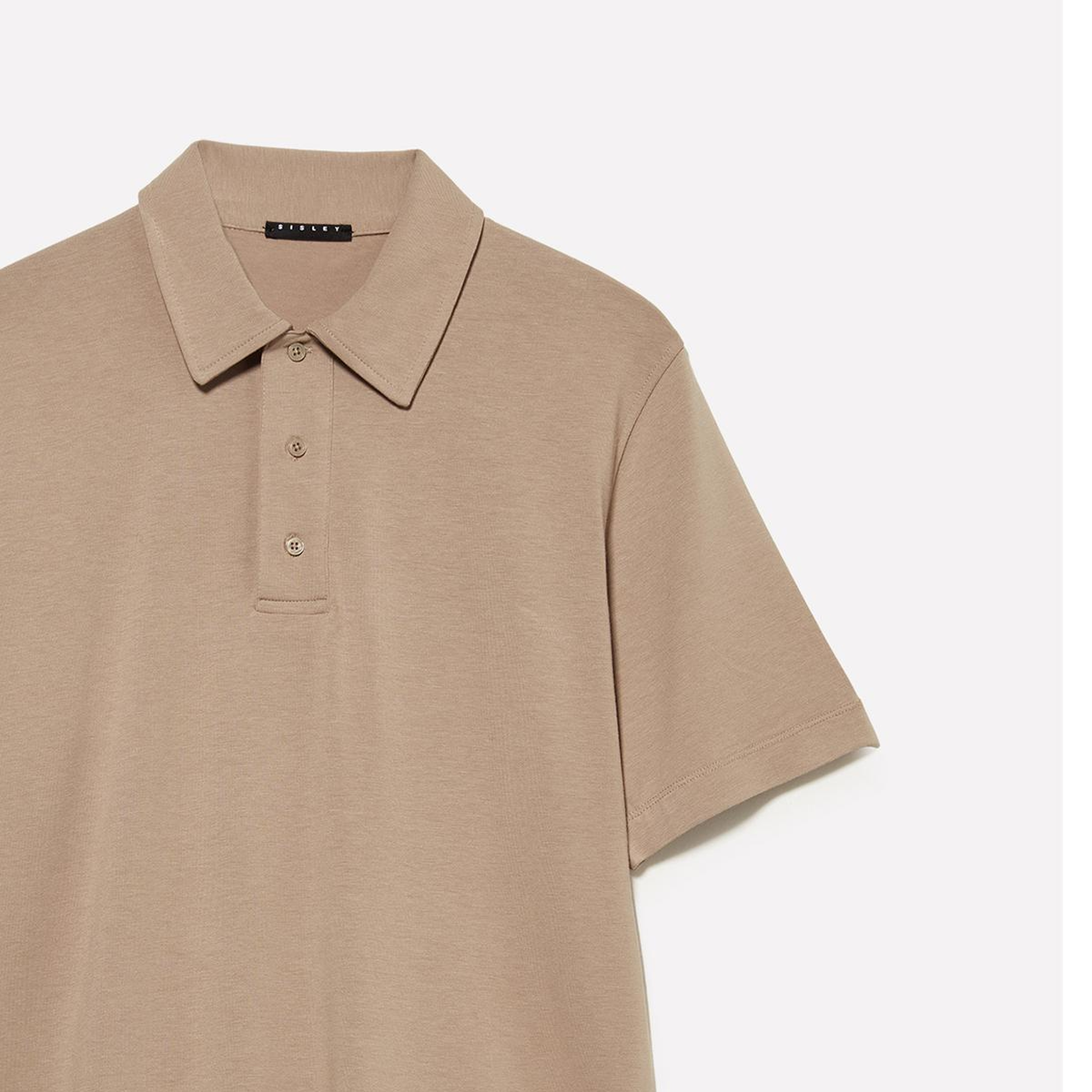 Erkek Taş Rengi Pamuk ve Modal Karışımlı Slim Fit Polo Yaka T-Shirt