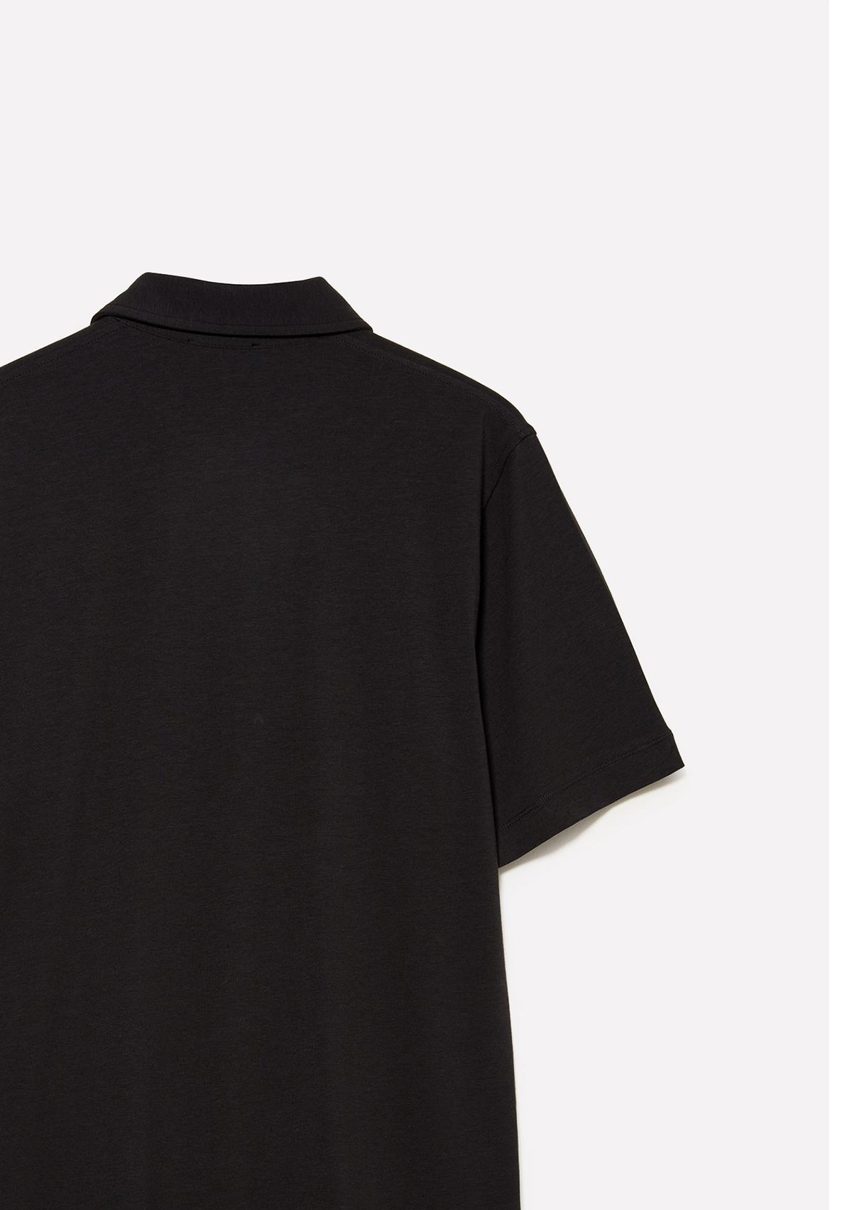 Erkek Siyah Pamuk ve Modal Karışımlı Slim Fit Polo Yaka T-Shirt