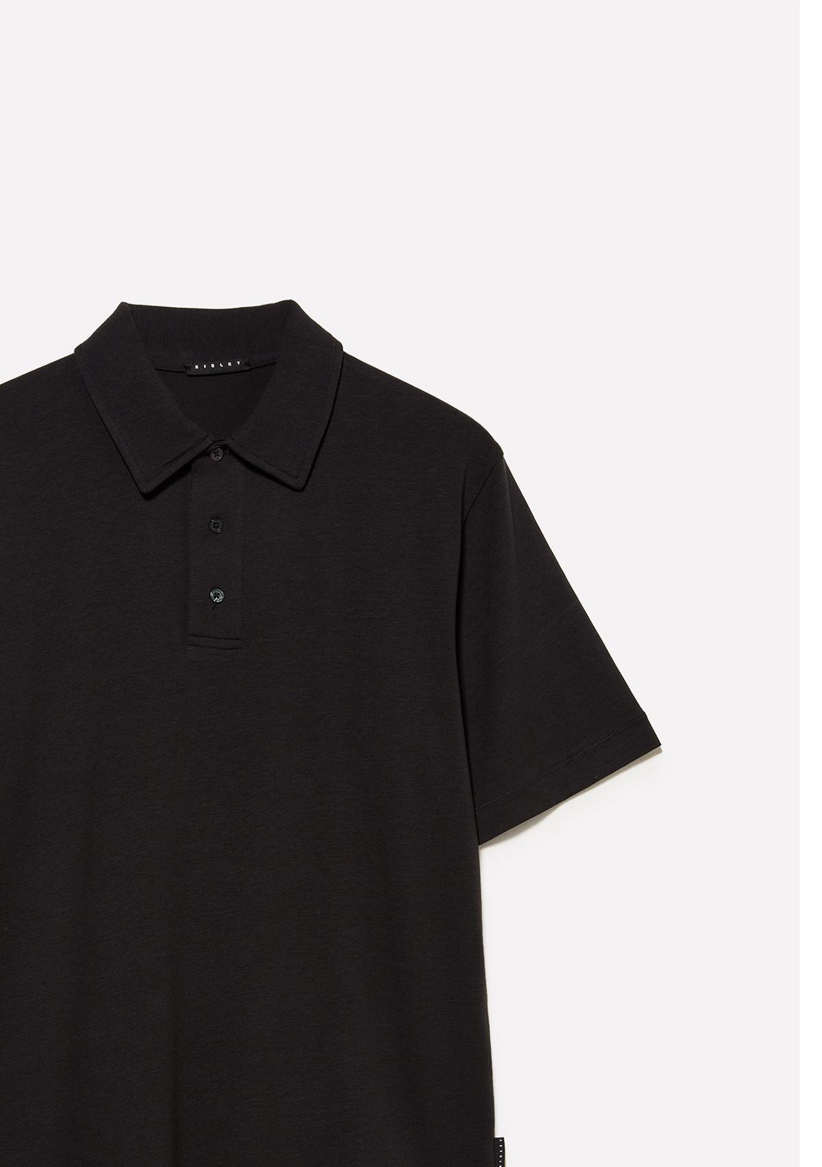 Erkek Siyah Pamuk ve Modal Karışımlı Slim Fit Polo Yaka T-Shirt