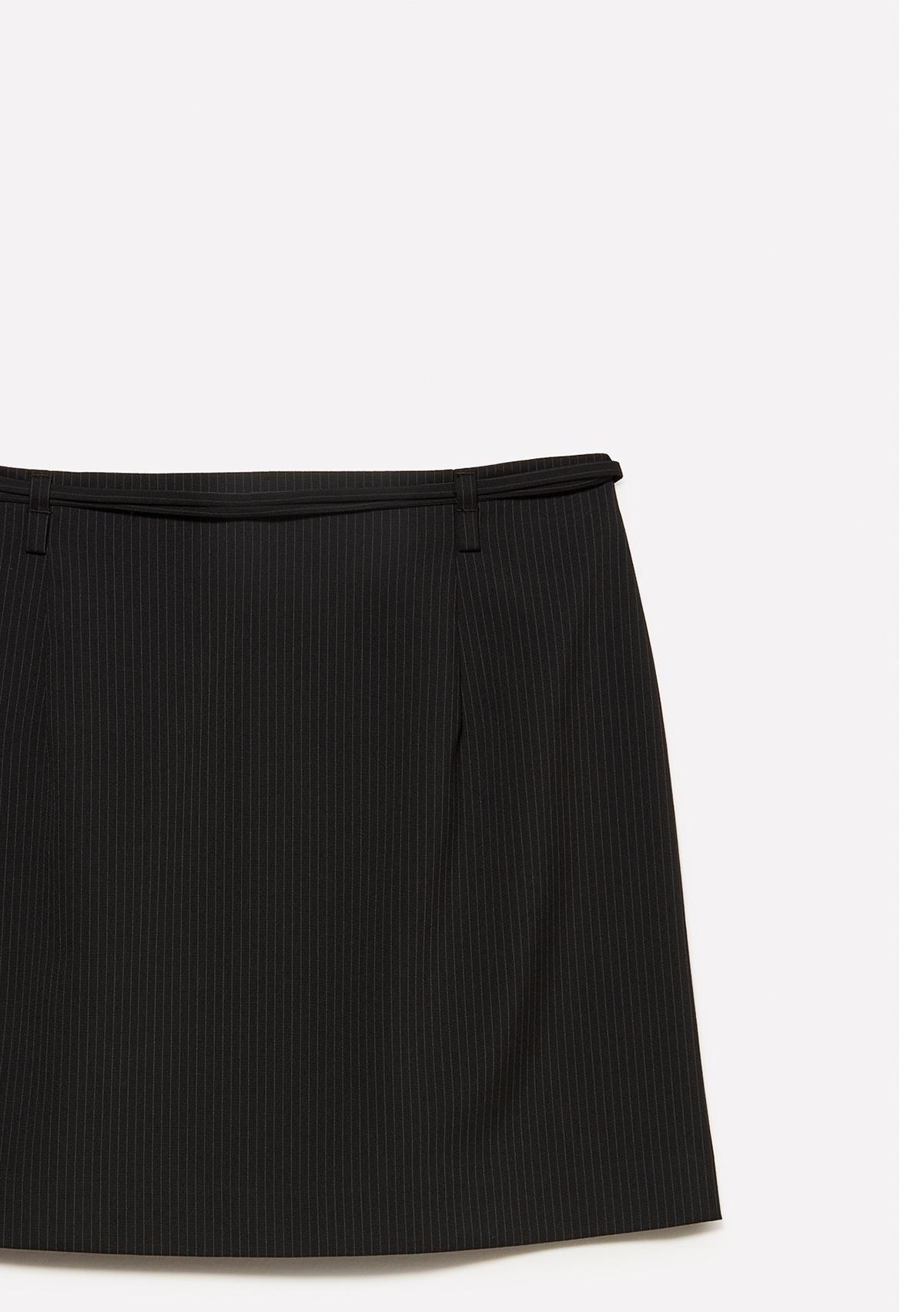 Kadın Koyu Gri Viskoz Karışımlı Straight Fit Mini Etek