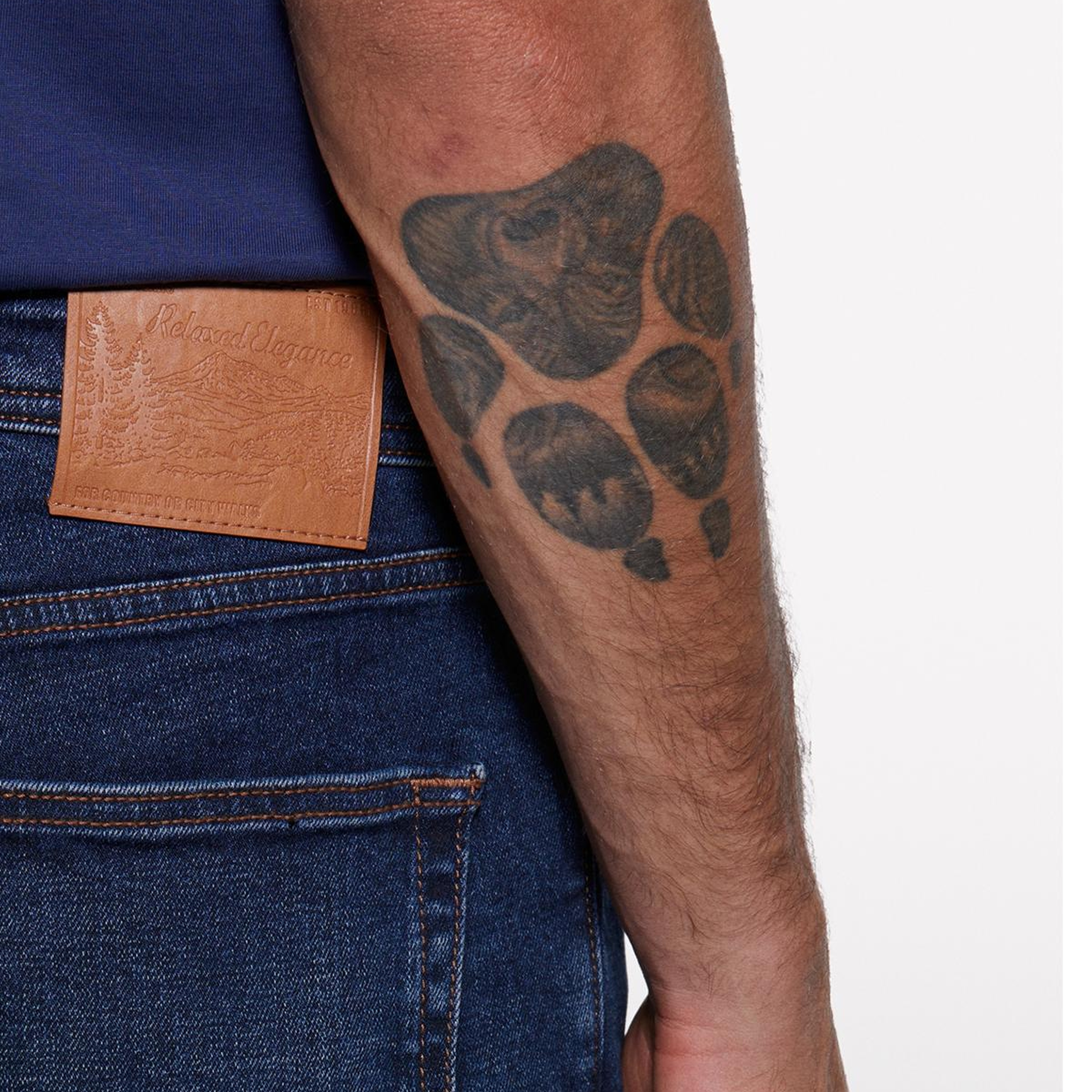 Erkek Koyu Mavi Pamuk Karışımlı Taş Yıkama Slim Fit Denim Pantolon