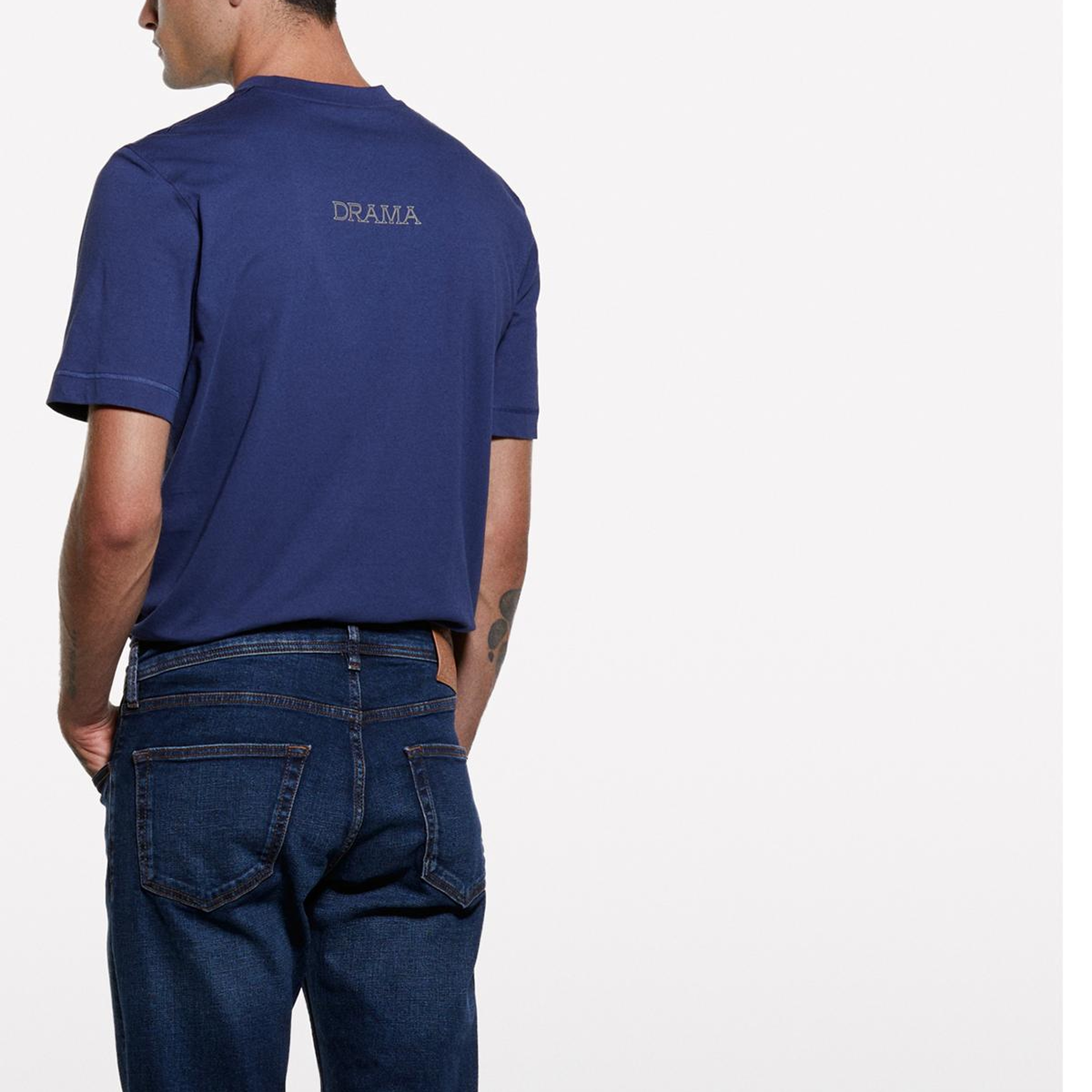 Erkek Koyu Mavi Pamuk Karışımlı Taş Yıkama Slim Fit Denim Pantolon