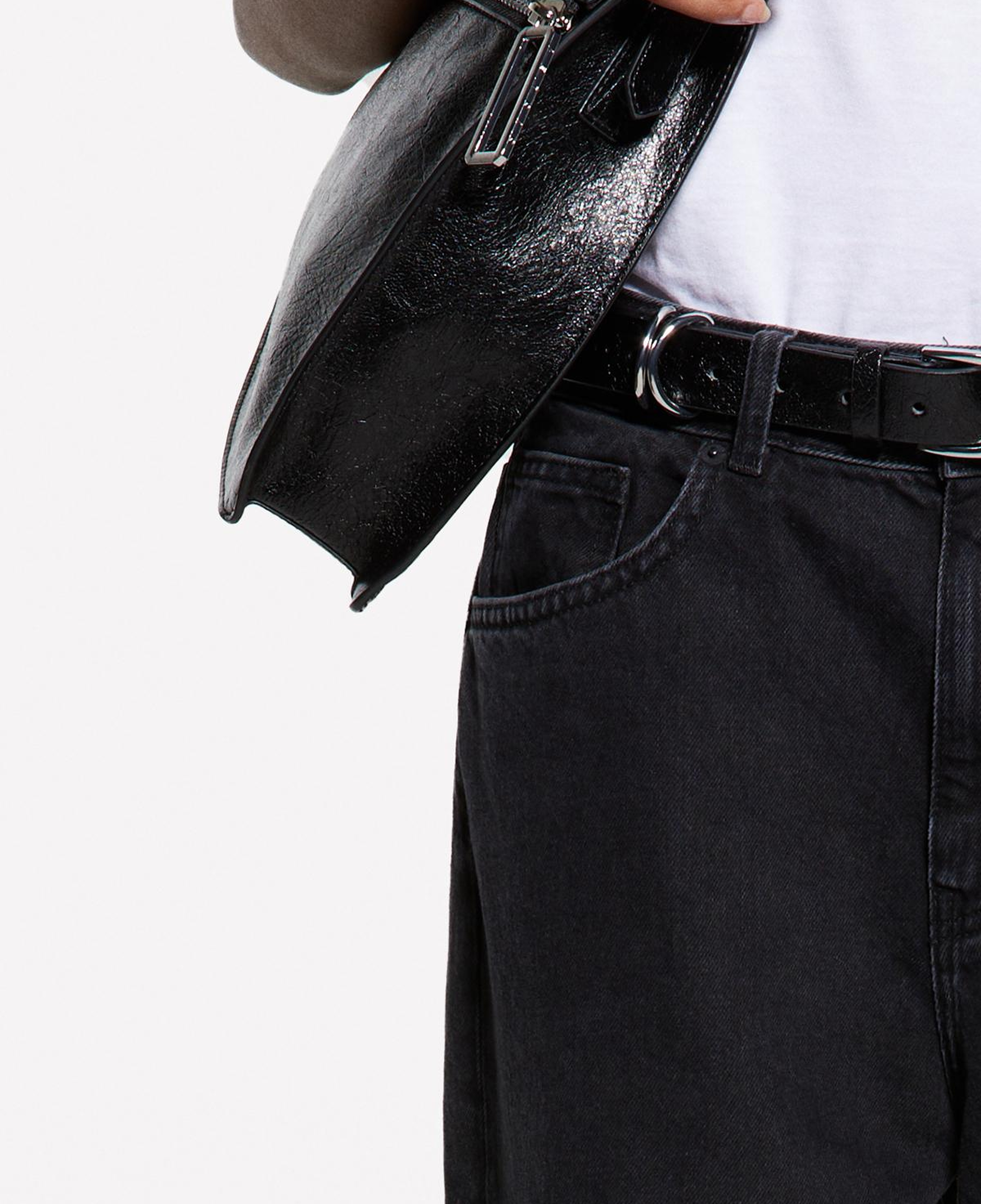 Kadın Lacivert %100 Pamuk Taş Yıkama Düşük Bel Baggy Fit Denim Pantolon