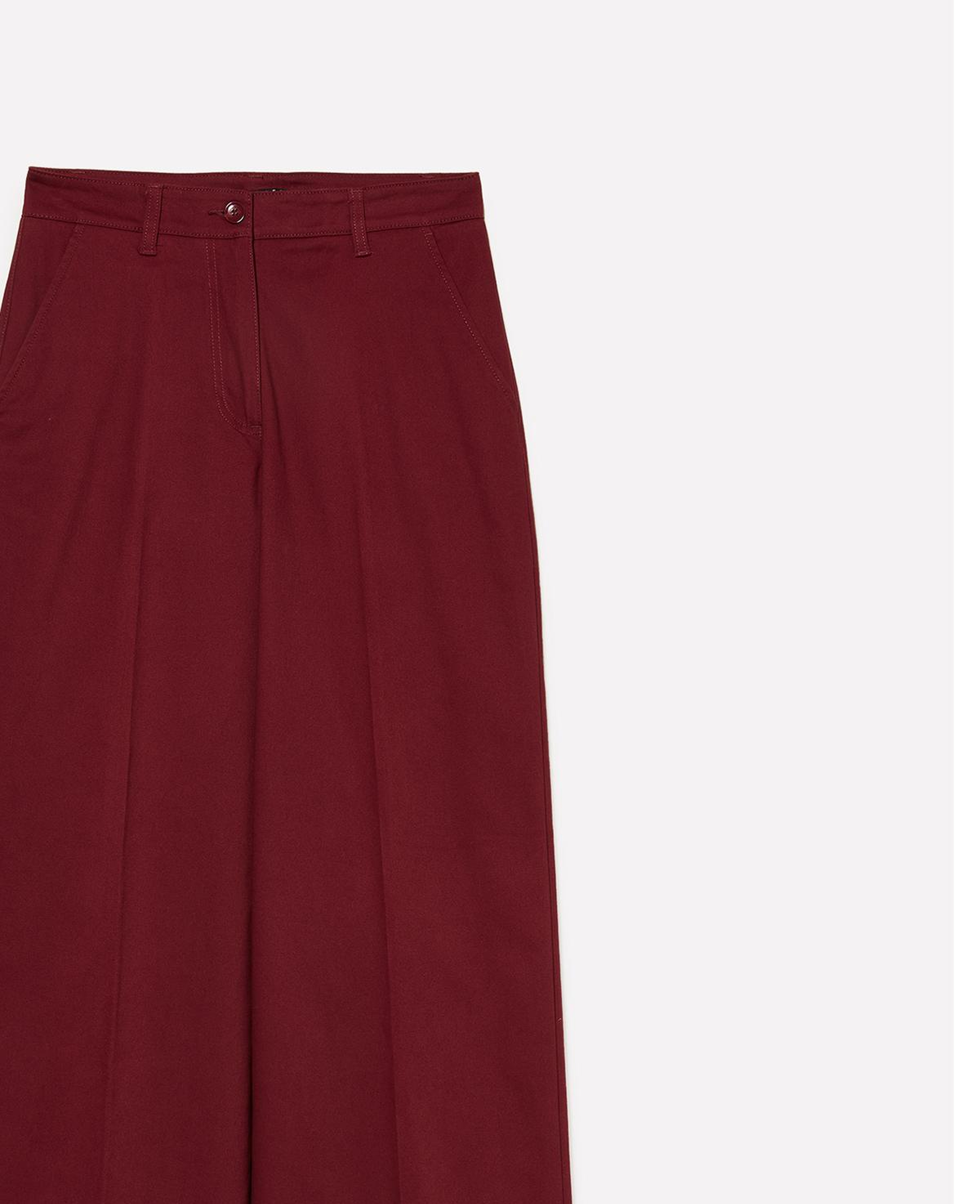 Kadın Bordo Pamuk Karışımlı Wide Leg Fit Streç Gabardin Pantolon