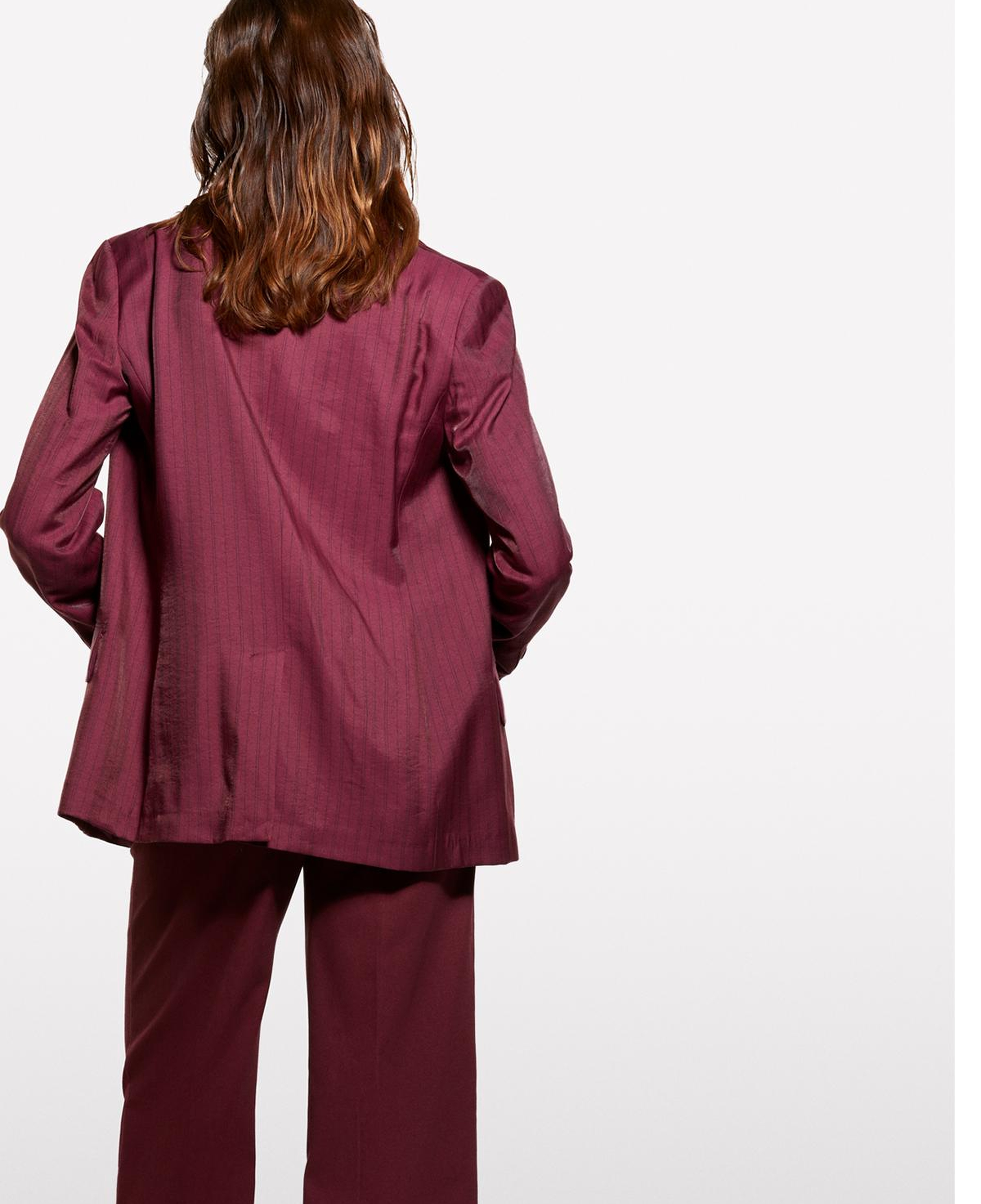 Kadın Bordo Pamuk Karışımlı Wide Leg Fit Streç Gabardin Pantolon