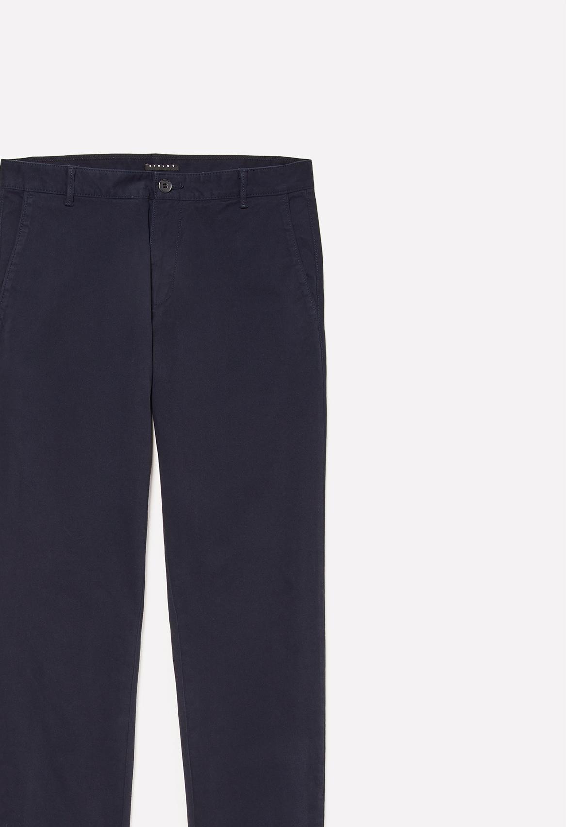 Erkek Lacivert Slim Fit Vintage Efekt Chino Pantolon