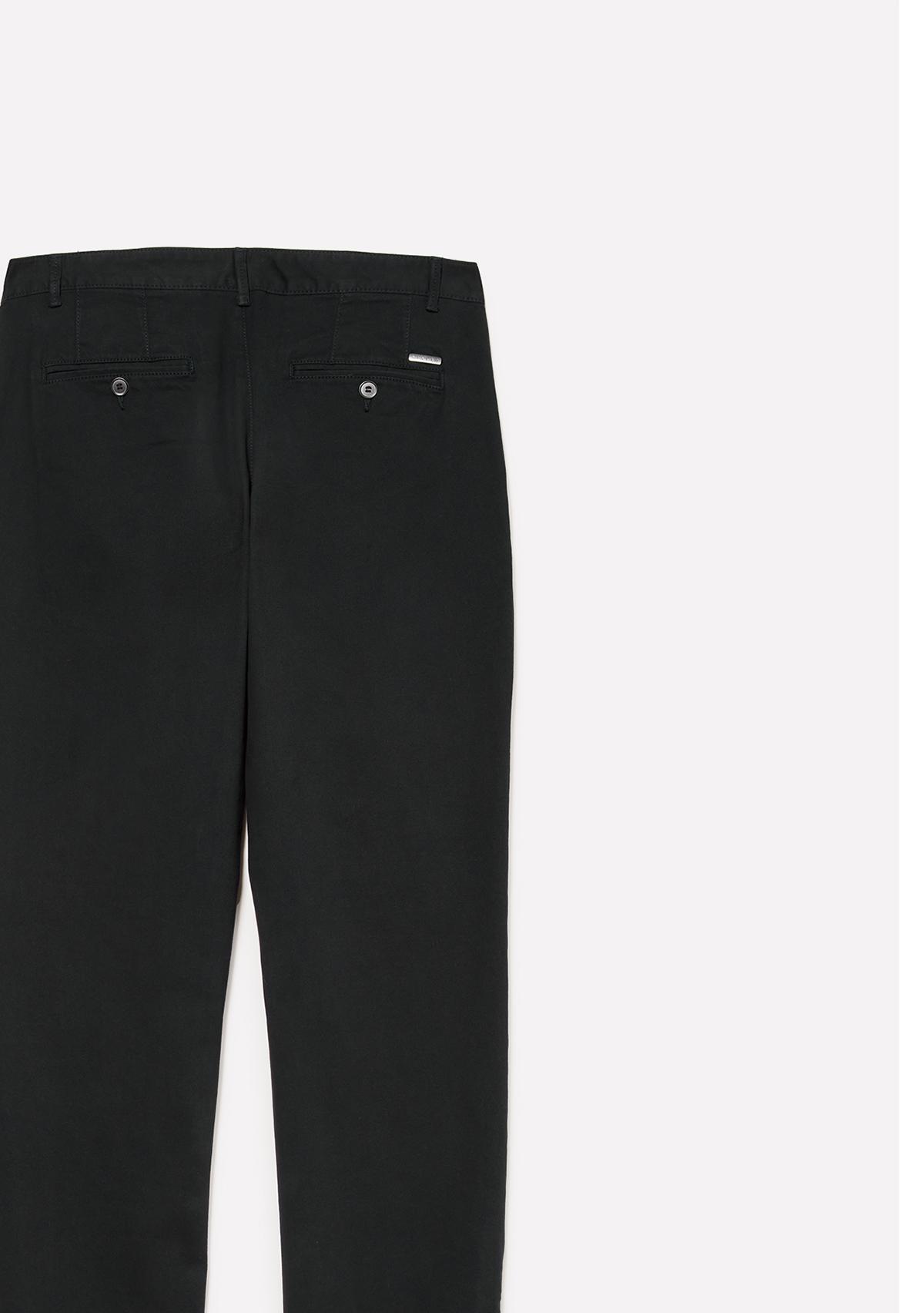 Erkek Siyah Slim Fit Vintage Efekt Chino Pantolon