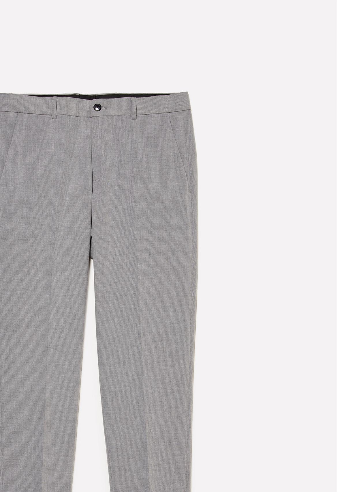 Erkek Açık Gri Viskoz Karışımlı Logo Detaylı Chino Pantolon