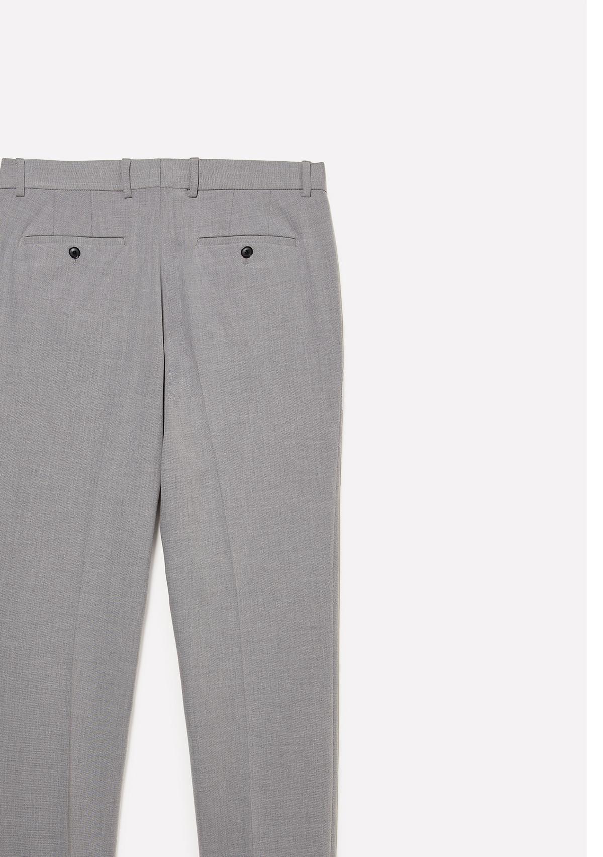 Erkek Açık Gri Viskoz Karışımlı Logo Detaylı Chino Pantolon