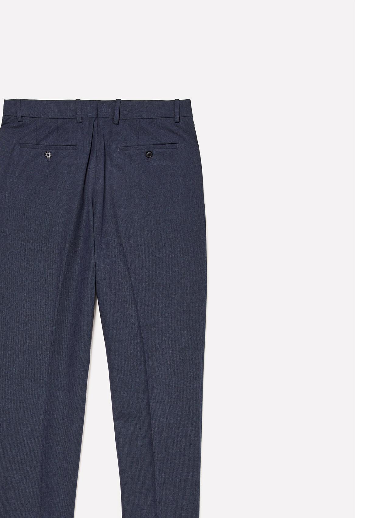 Erkek Lacivert Viskoz Karışımlı Logo Detaylı Chino Pantolon