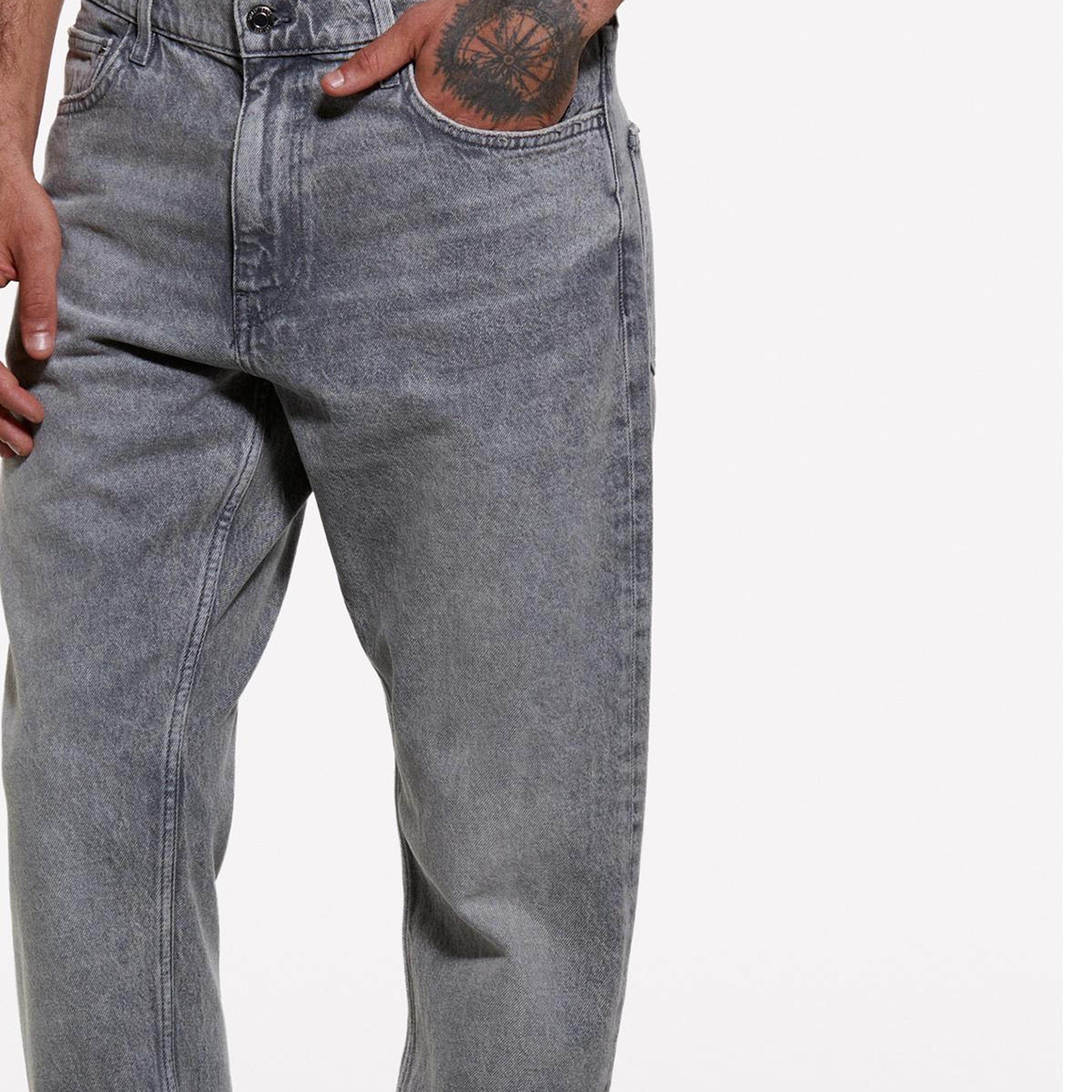 Erkek Beyaz %100 Pamuk Vintage Efektli Regular Fit Pantolon