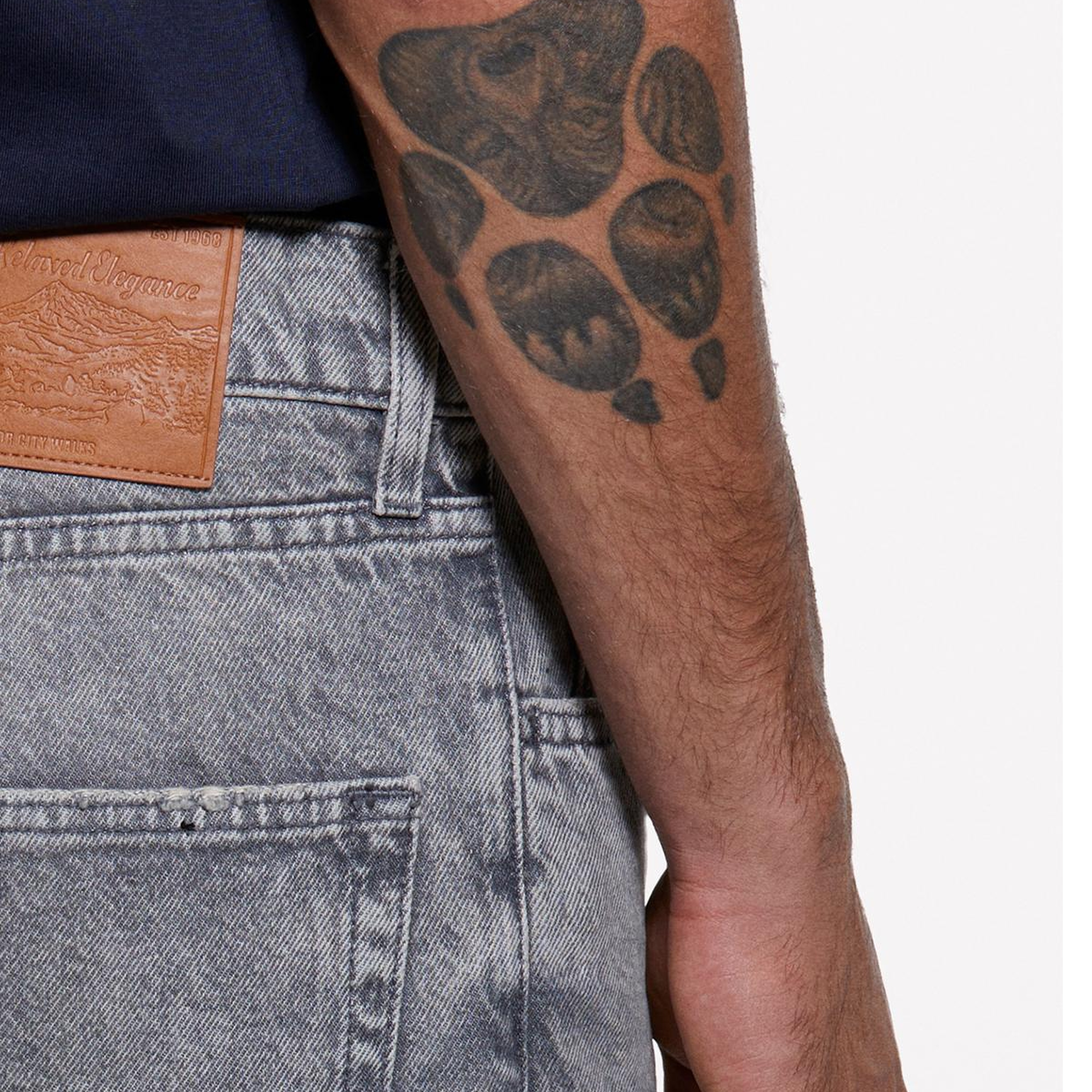 Erkek Beyaz %100 Pamuk Vintage Efektli Regular Fit Pantolon