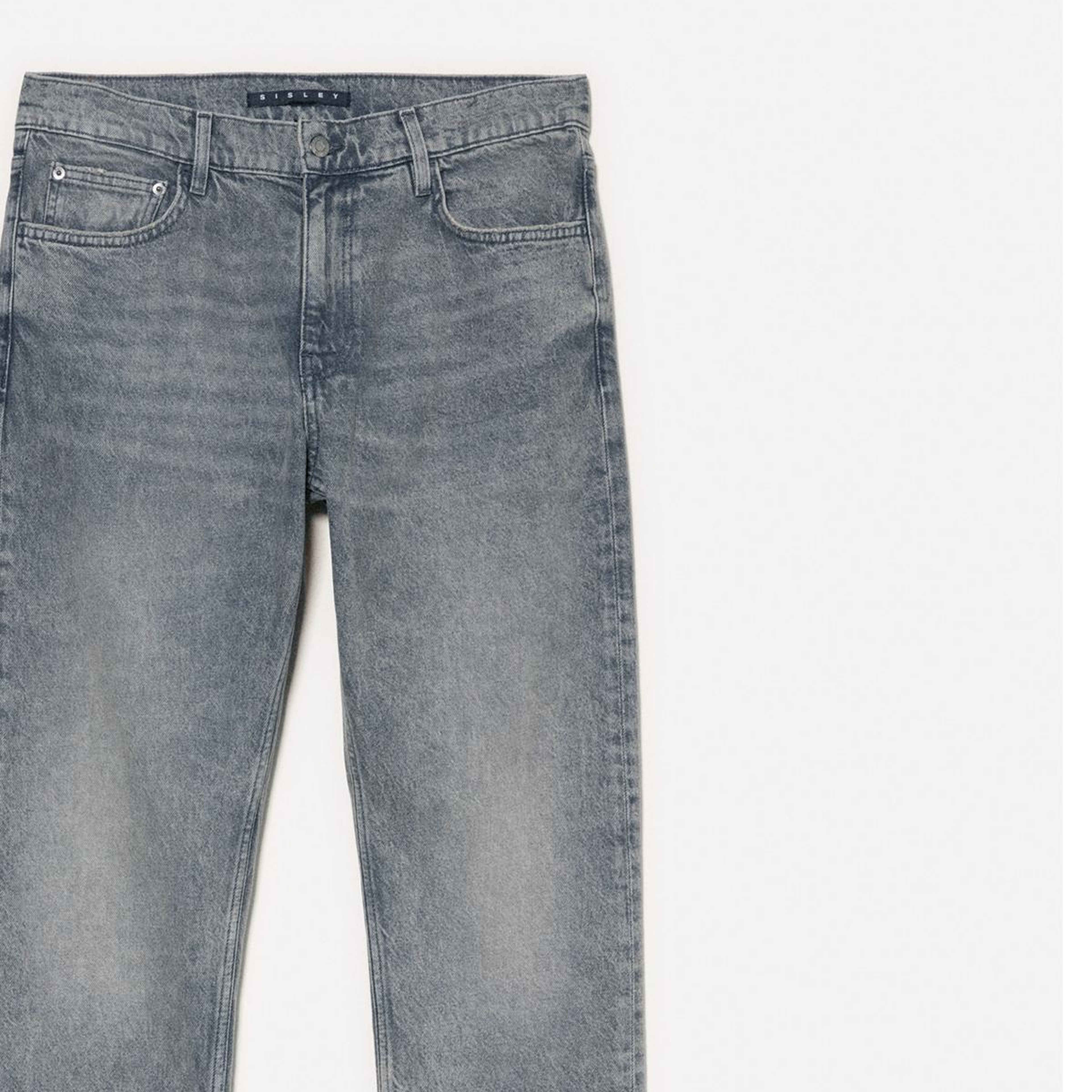 Erkek Beyaz %100 Pamuk Vintage Efektli Regular Fit Pantolon