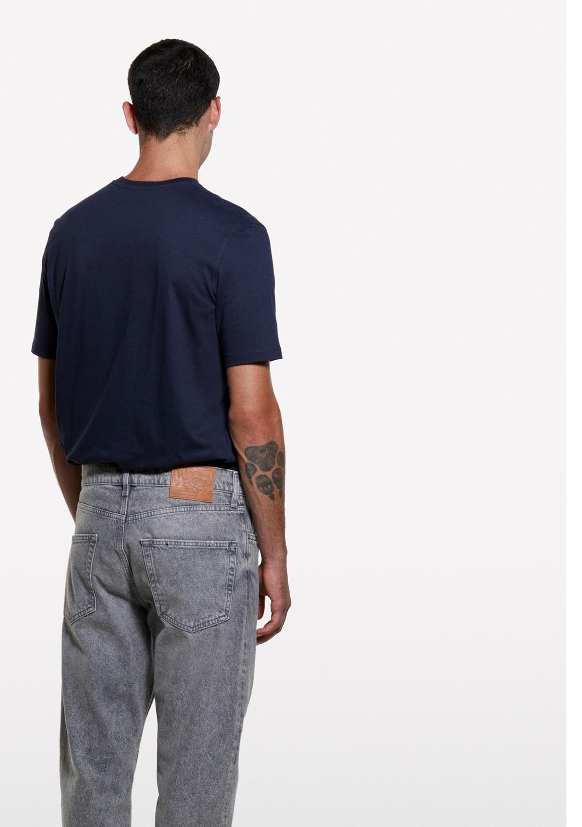 Erkek Beyaz %100 Pamuk Vintage Efektli Regular Fit Pantolon