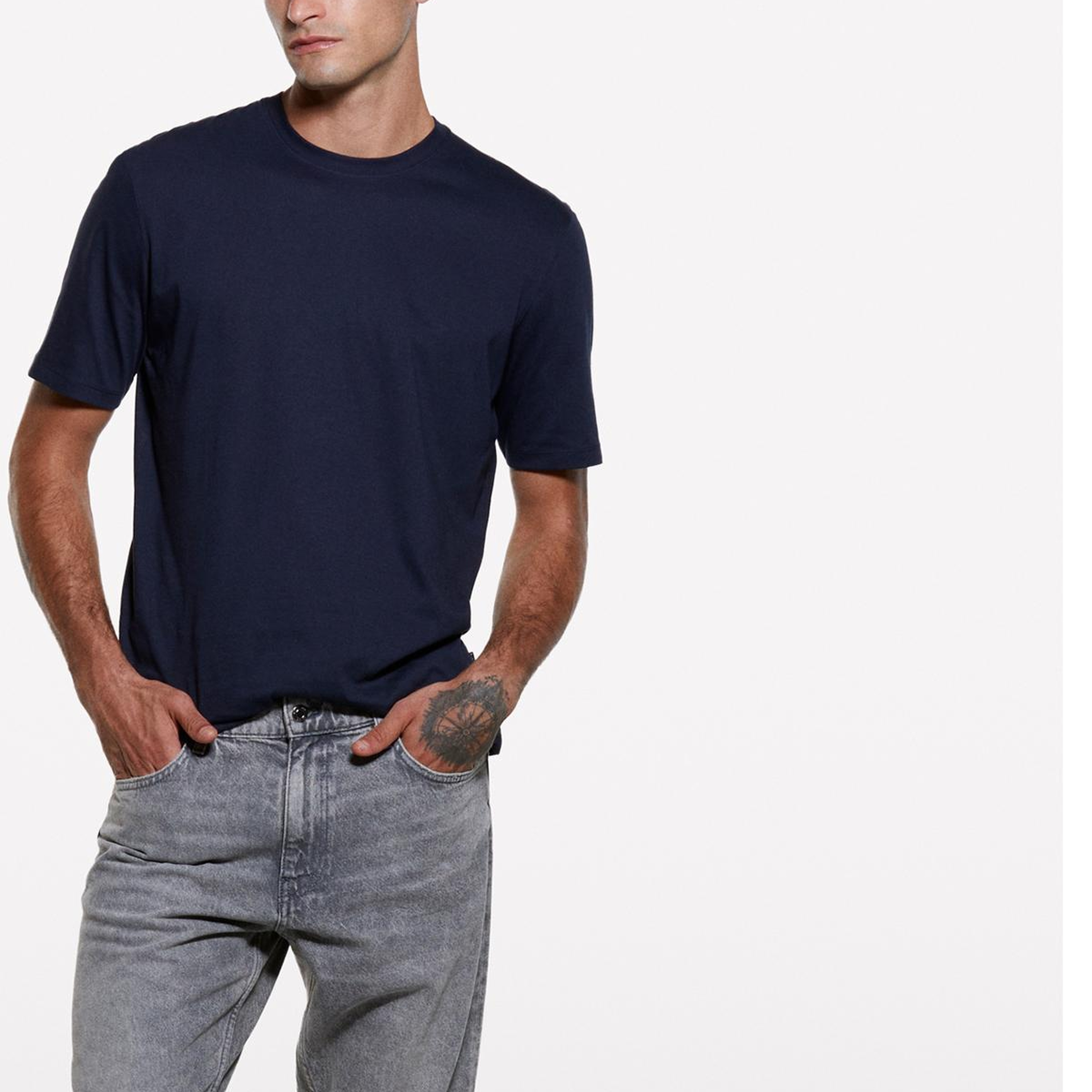Erkek Beyaz %100 Pamuk Vintage Efektli Regular Fit Pantolon