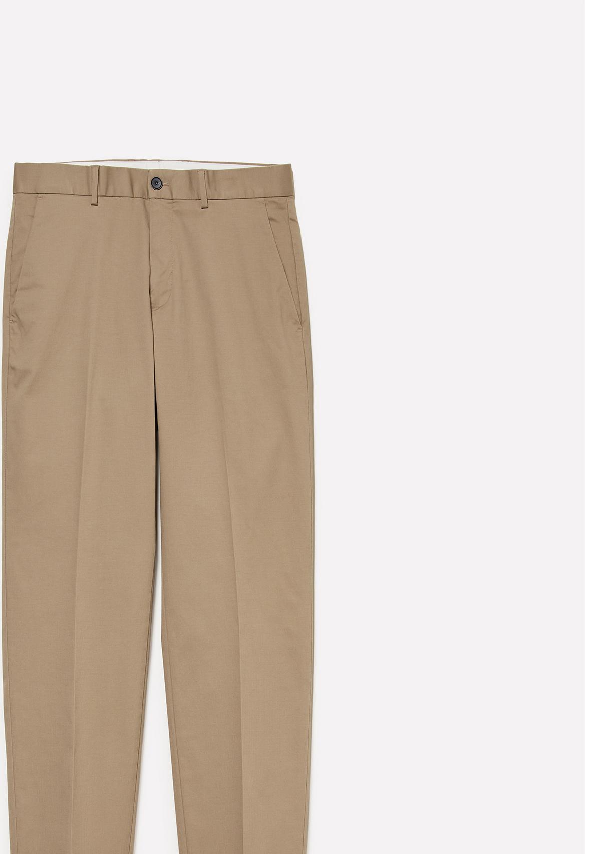 Erkek Bej Pamuk Karışımlı Slim Comfort Fit Pantolon