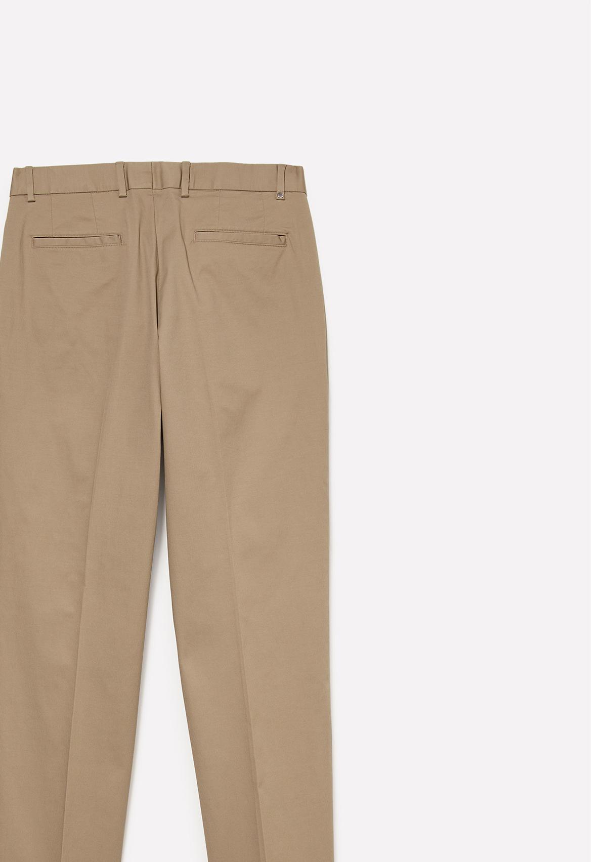 Erkek Bej Pamuk Karışımlı Slim Comfort Fit Pantolon