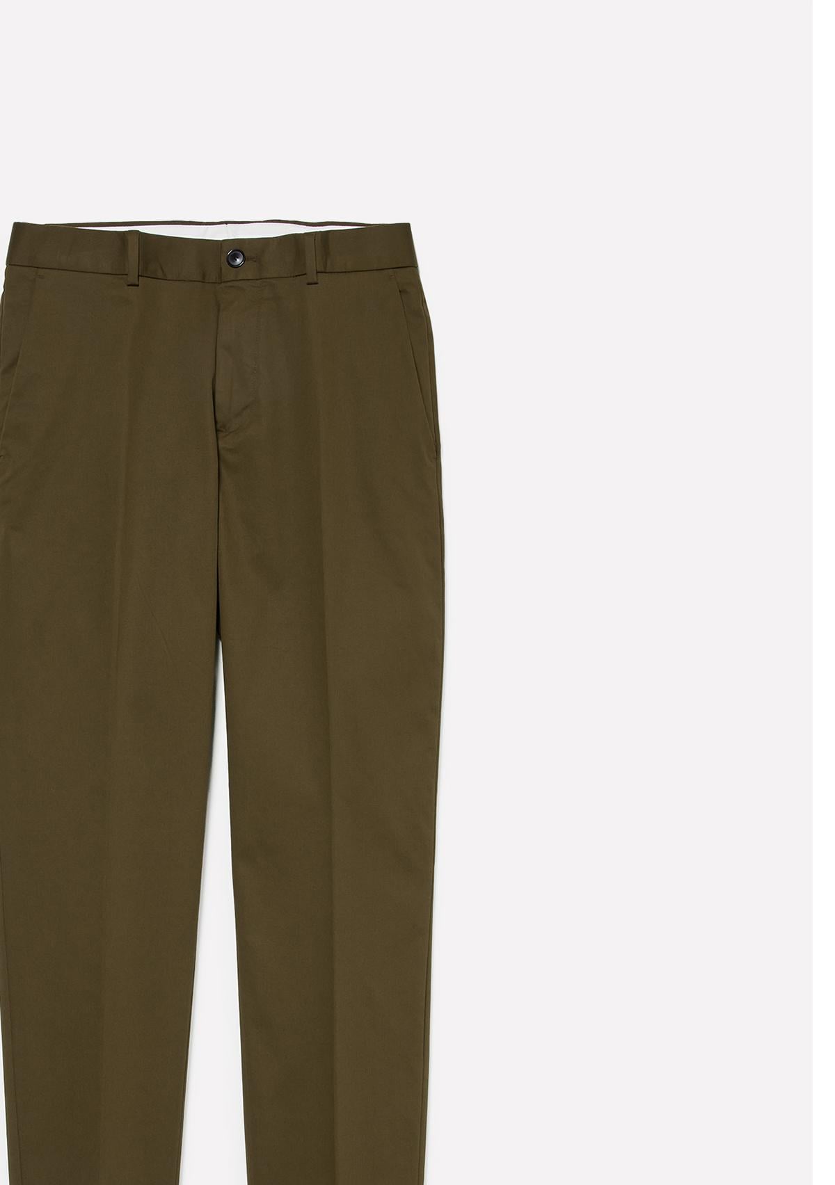 Erkek Haki Yeşili Pamuk Karışımlı Slim Comfort Fit Pantolon