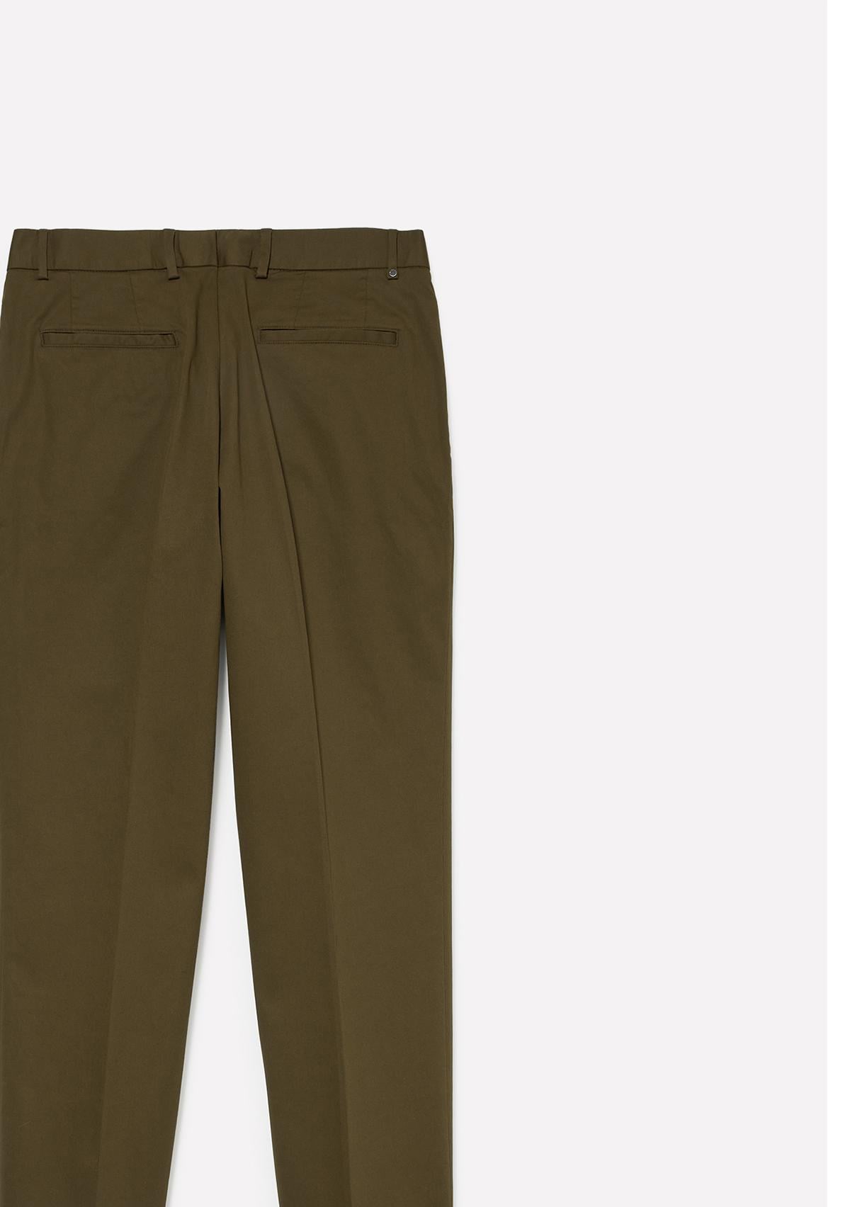 Erkek Haki Yeşili Pamuk Karışımlı Slim Comfort Fit Pantolon