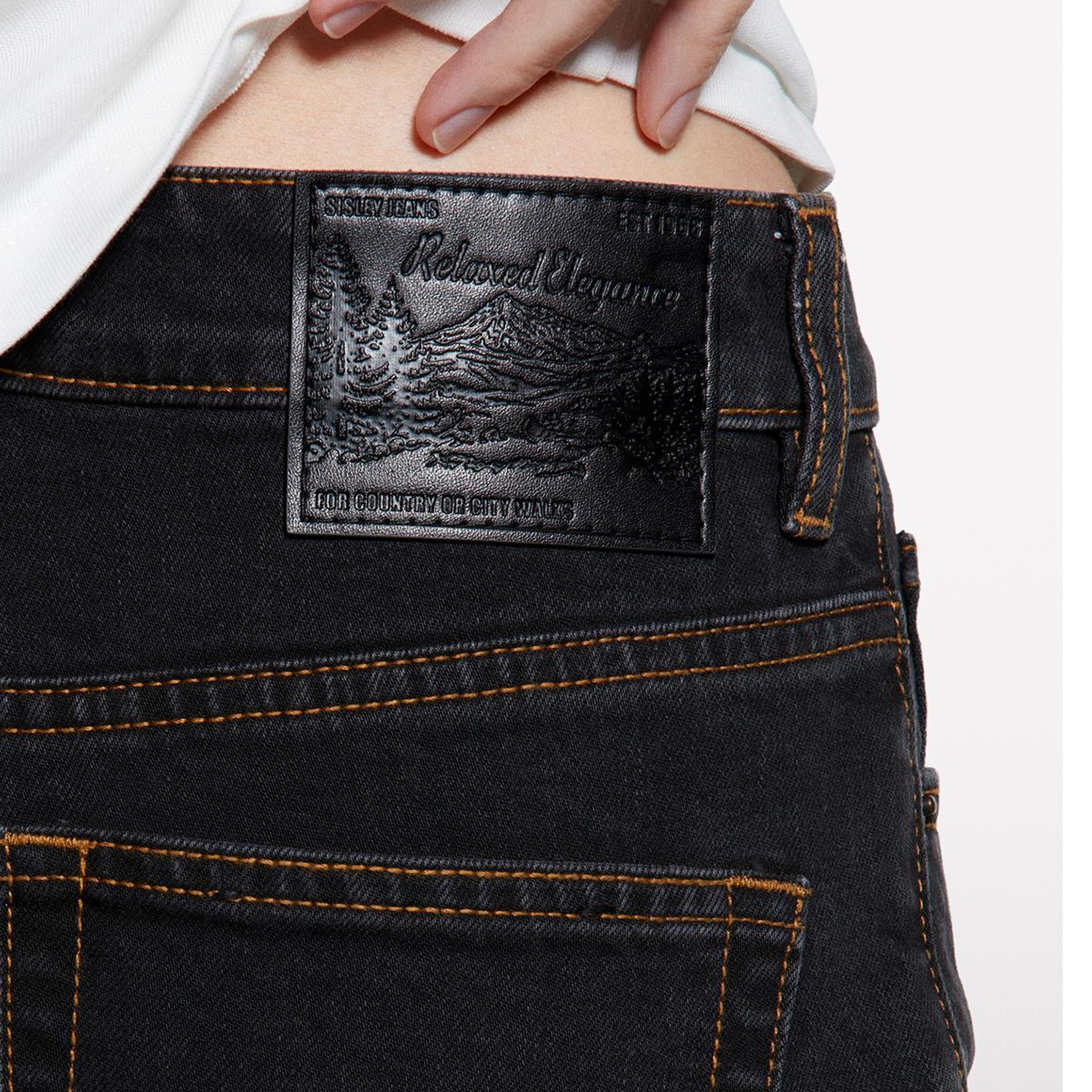 Kadın Lacivert Pamuk Karışımlı Yüksek Bel İspanyol Paça Denim Pantolon