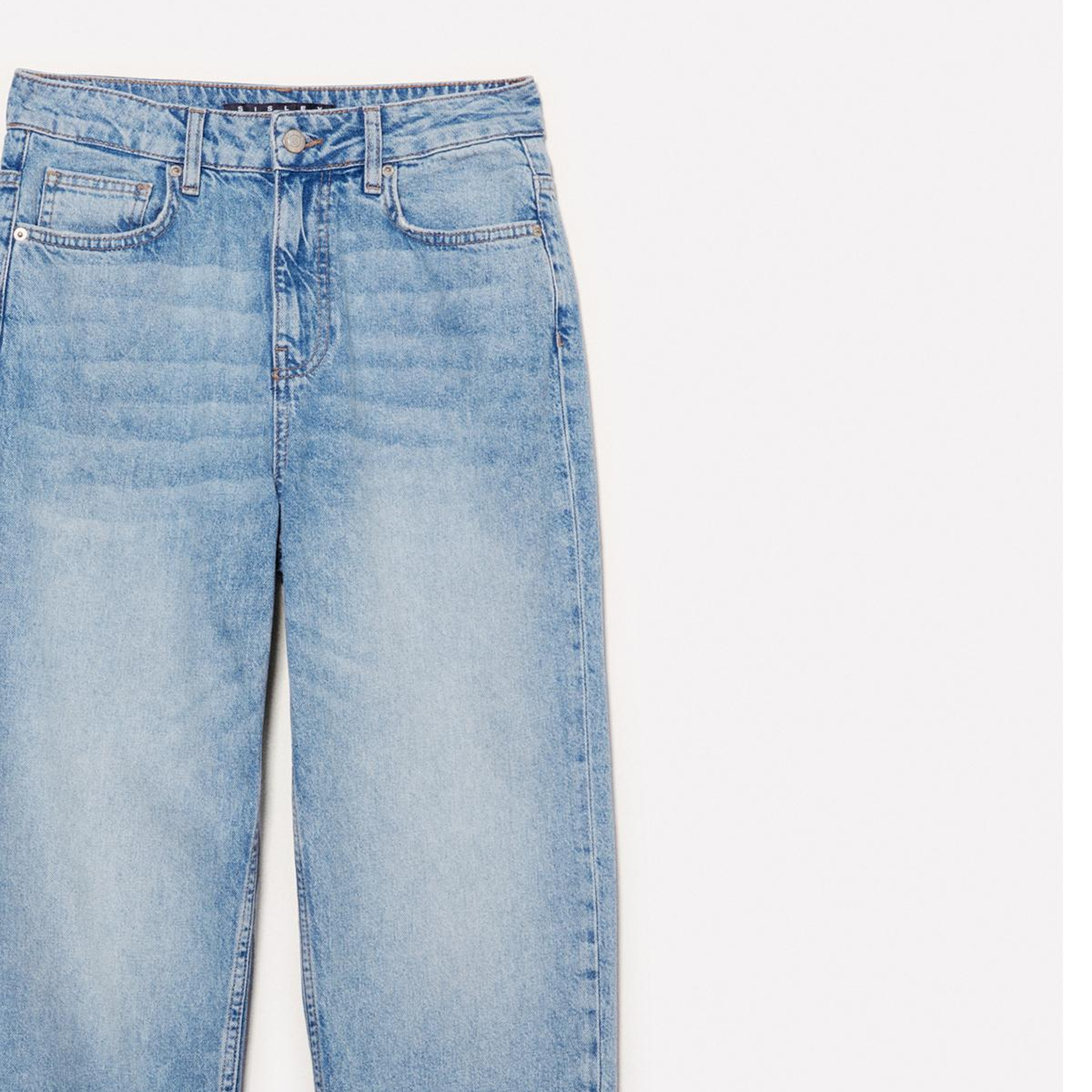 Kadın Açık Mavi %100 Pamuk Taş Yıkama Normal Bel Mom Fit Denim Pantolon