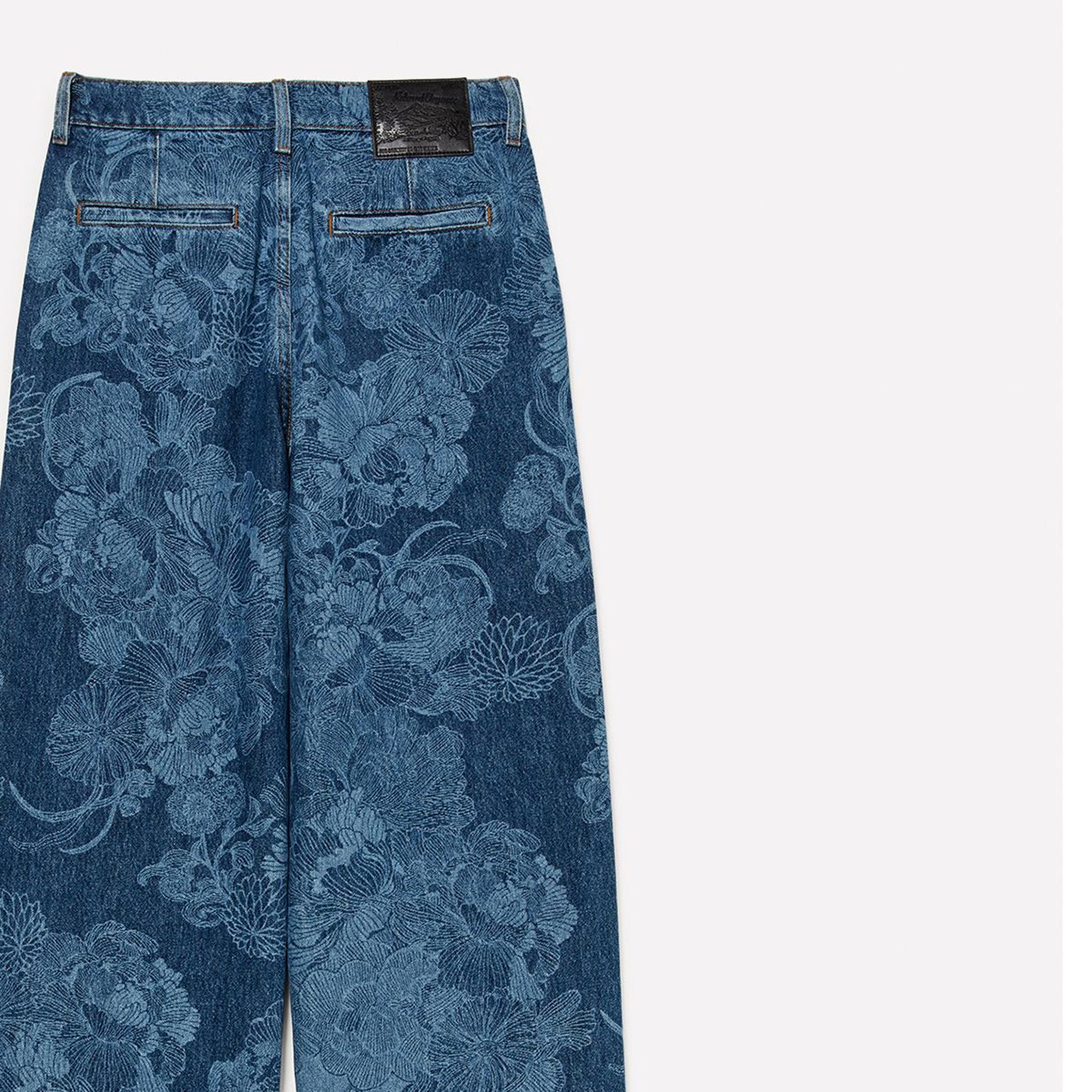 Kadın Denim Mavi %100 Pamuk Baskılı Normal Bel Relaxed Fit Denim Pantolon
