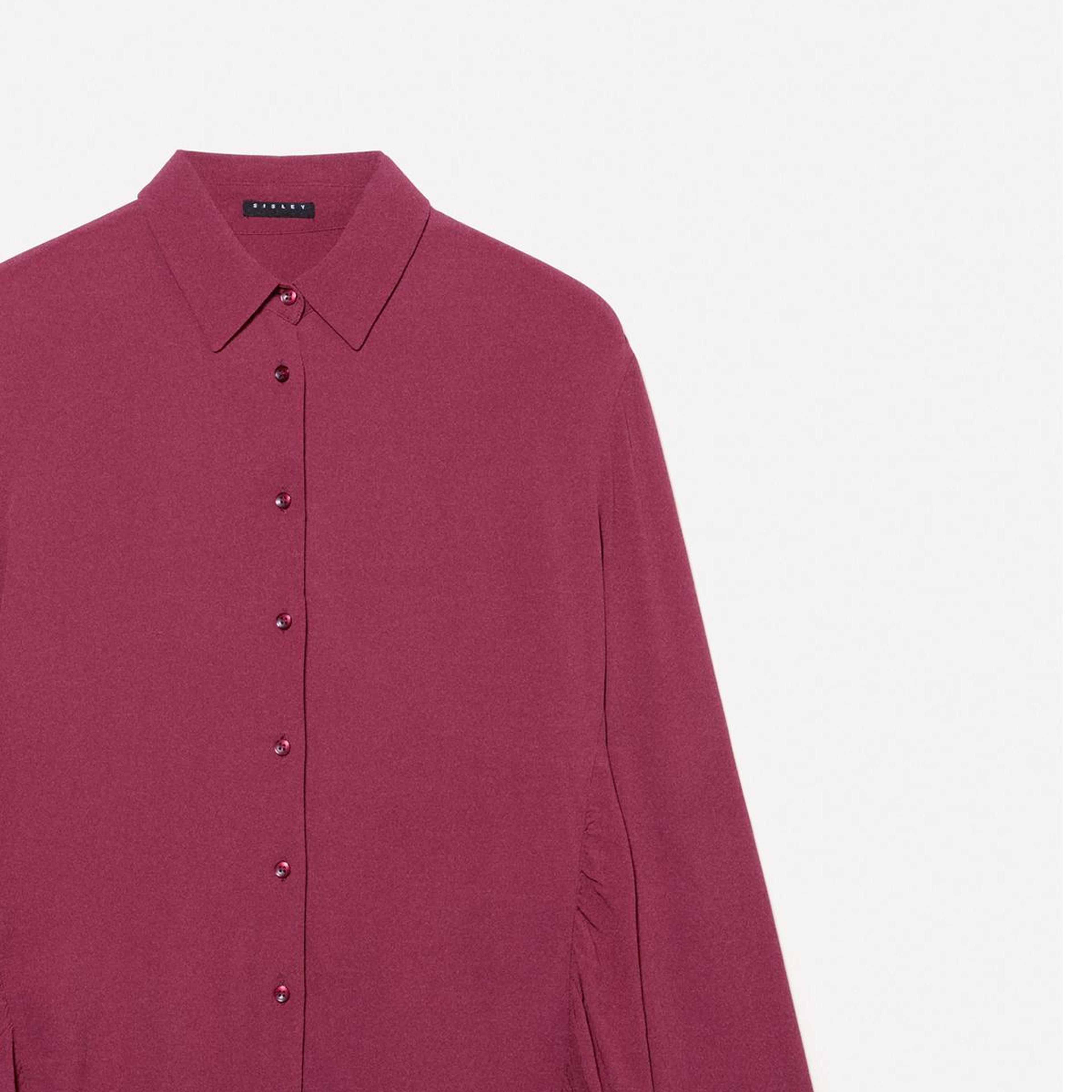 Kadın Bordo %100 Viskoz Asimetrik Oversize Gömlek