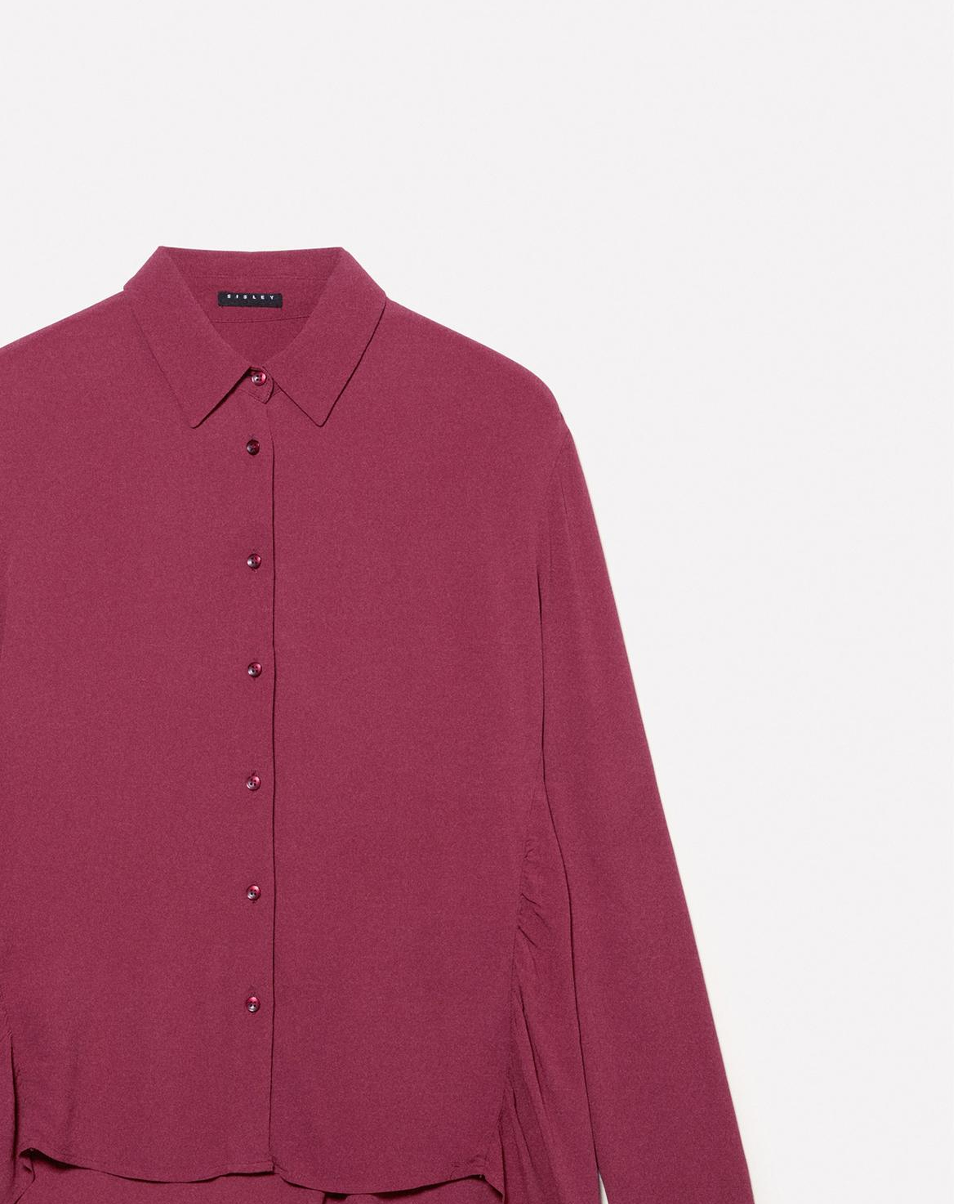 Kadın Bordo %100 Viskoz Asimetrik Oversize Gömlek