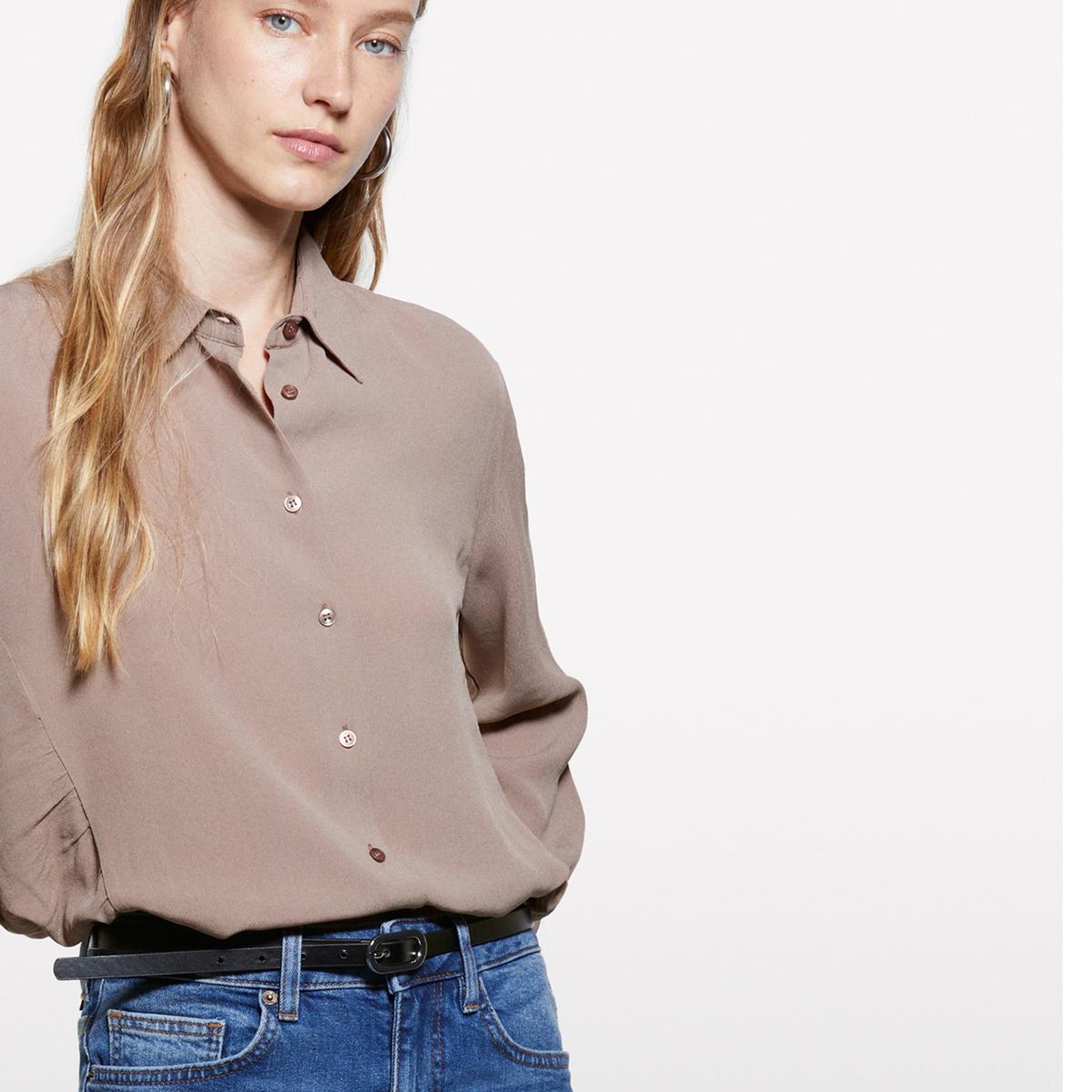 Kadın Kahverengi %100 Viskoz Asimetrik Oversize Gömlek
