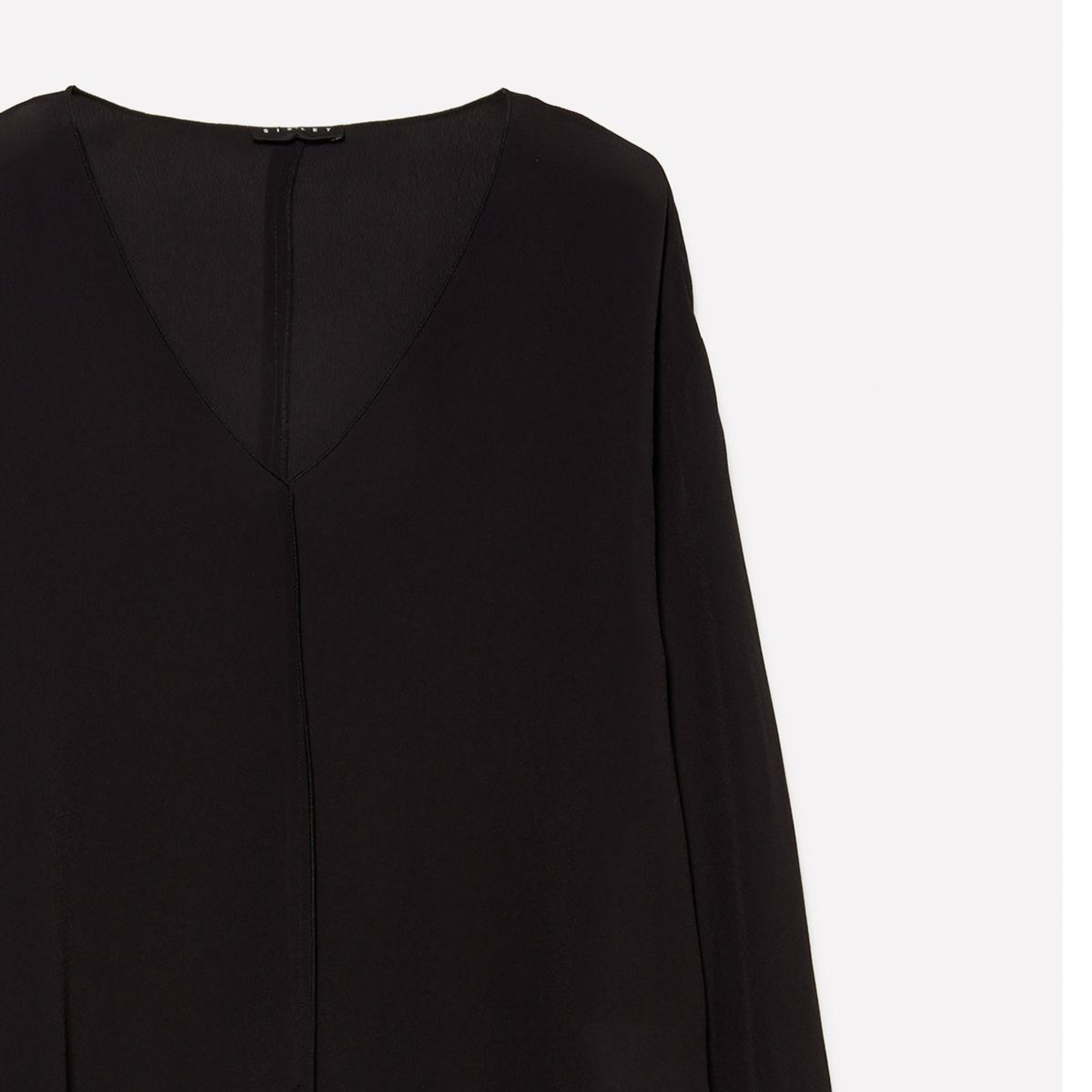 Kadın Siyah %100 Viskoz V Yaka Oversize Bluz