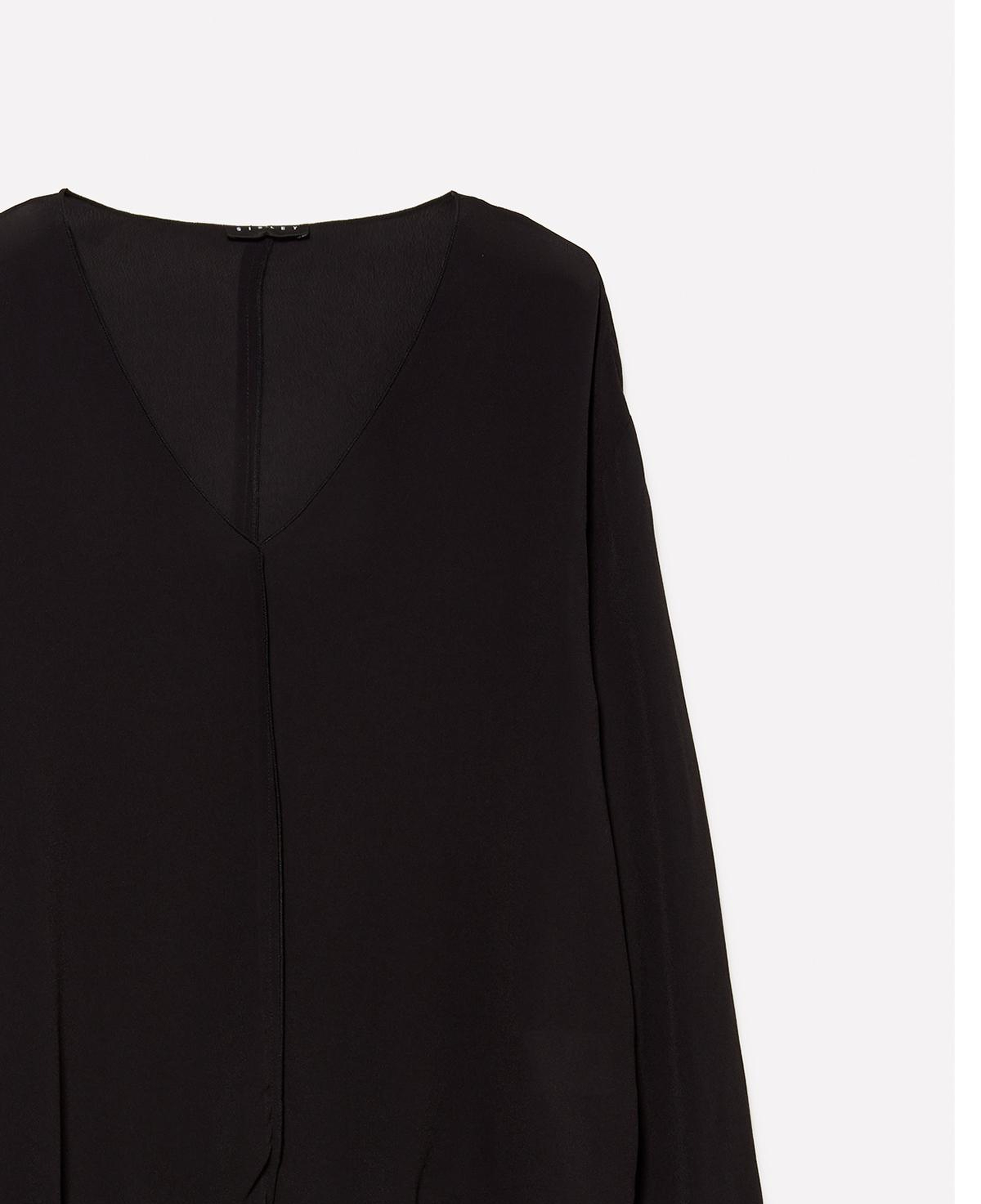 Kadın Siyah %100 Viskoz V Yaka Oversize Bluz