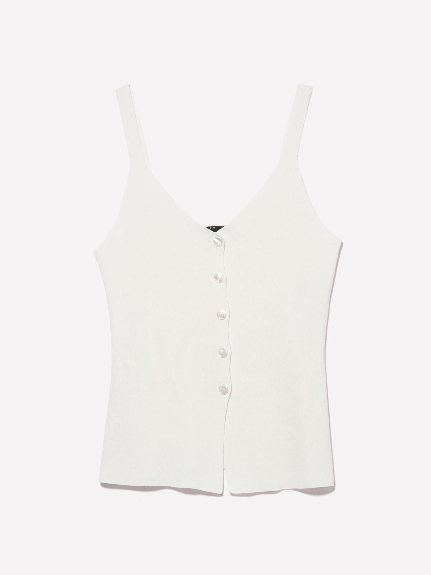 Kadın Açık Krem %100 Viskoz Önü Düğmeli V Yaka Slim Fit Bluz