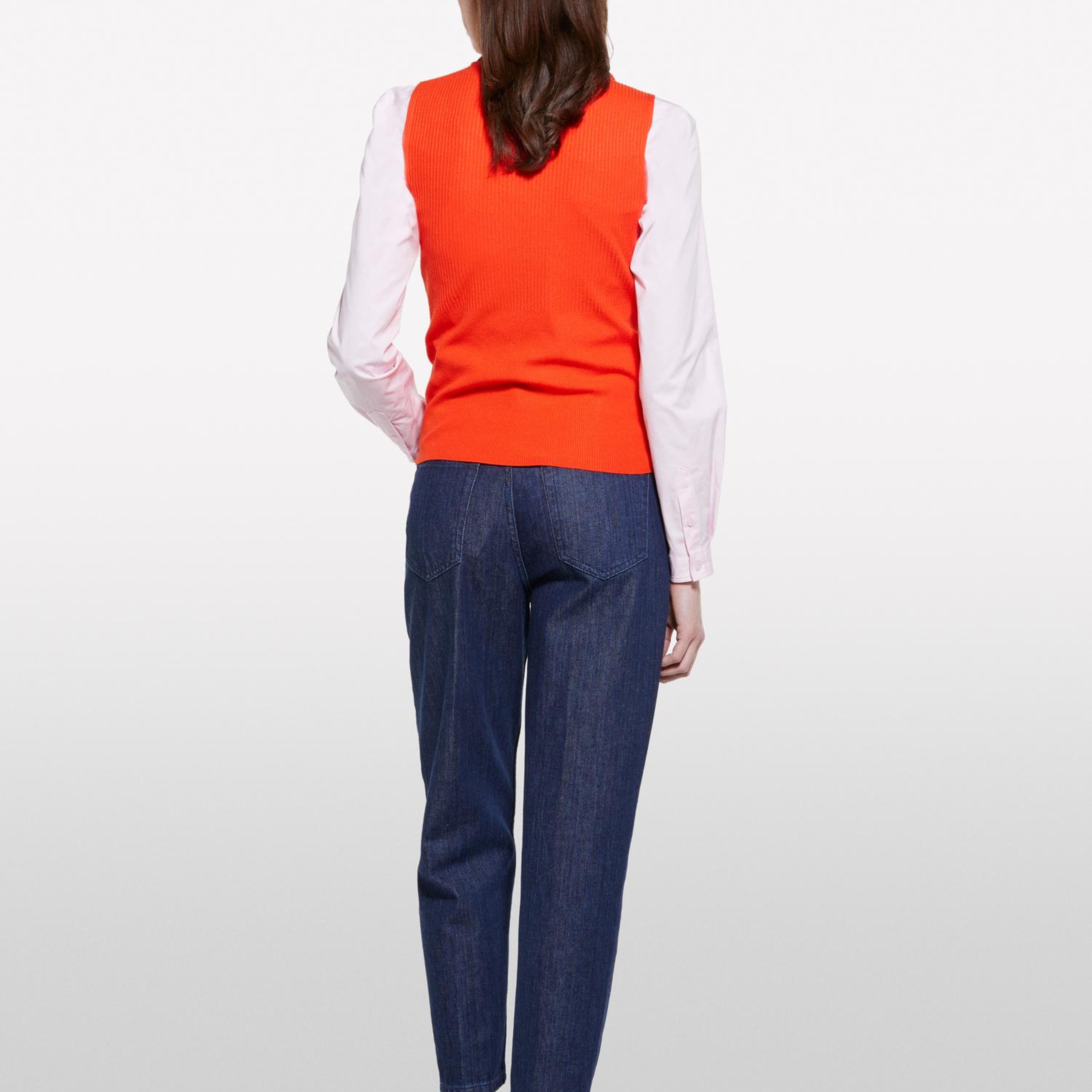 Kadın Nar Çiçeği Viskoz Karışımlı Kolsuz Slim Fit Triko Bluz