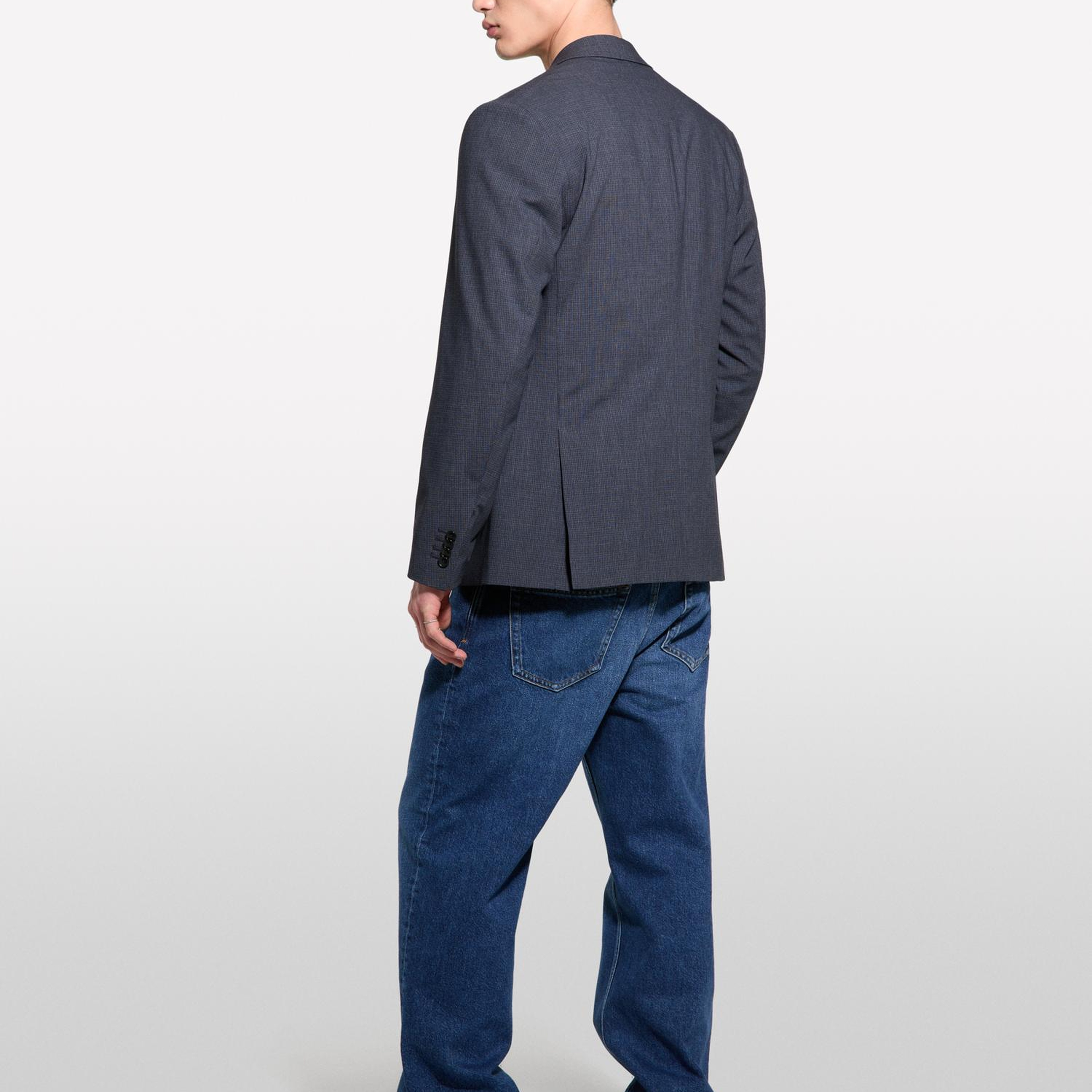 Erkek Füme Yün Karışımlı Slim Comfort Fit Blazer Ceket