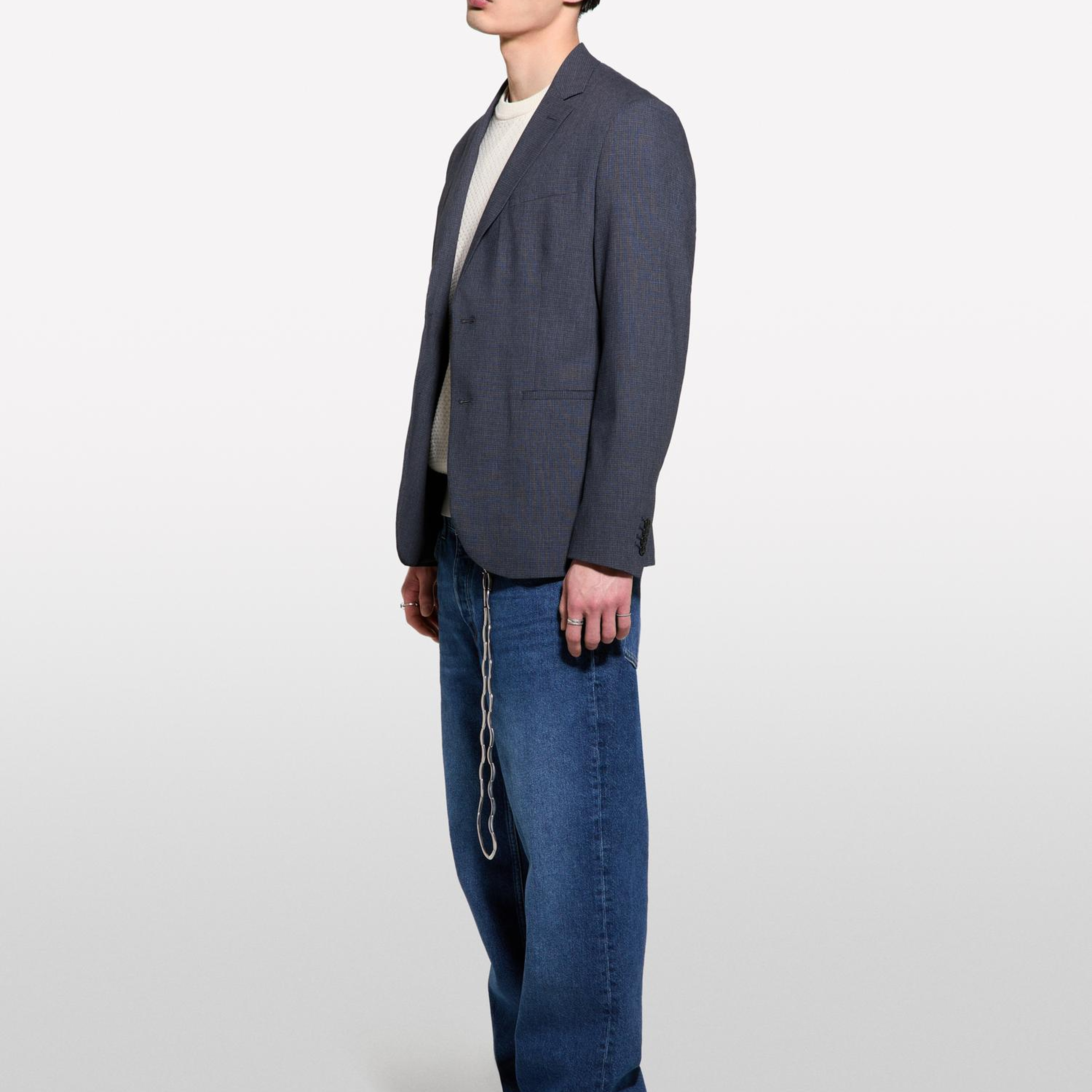 Erkek Füme Yün Karışımlı Slim Comfort Fit Blazer Ceket