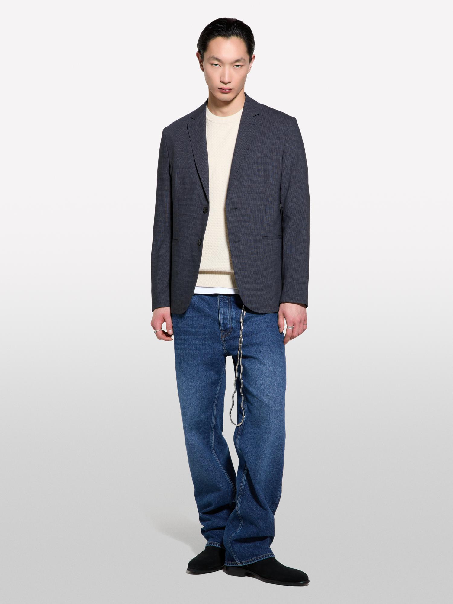 Erkek Füme Yün Karışımlı Slim Comfort Fit Blazer Ceket