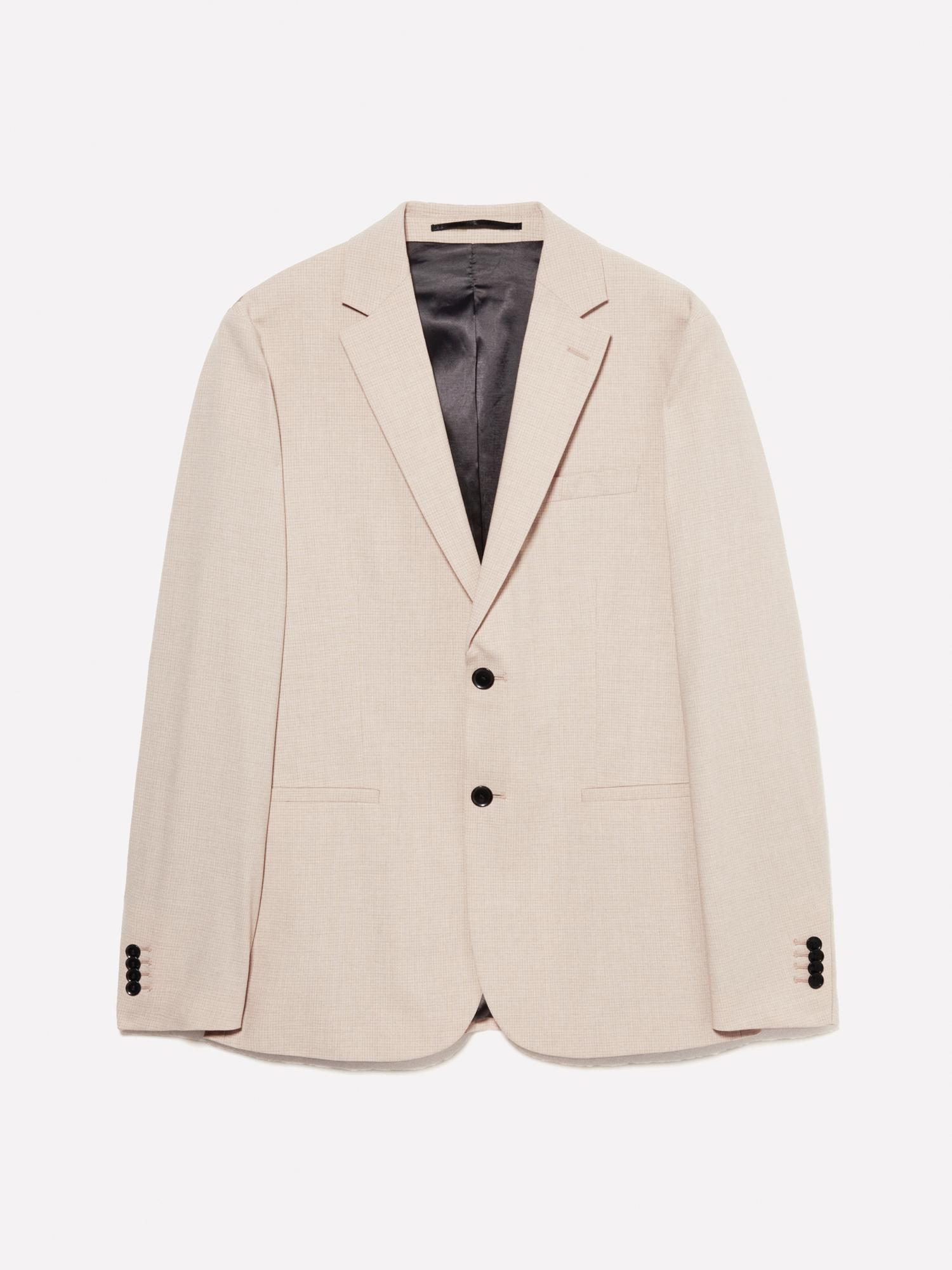 Erkek Krem Yün Karışımlı Slim Comfort Fit Blazer Ceket
