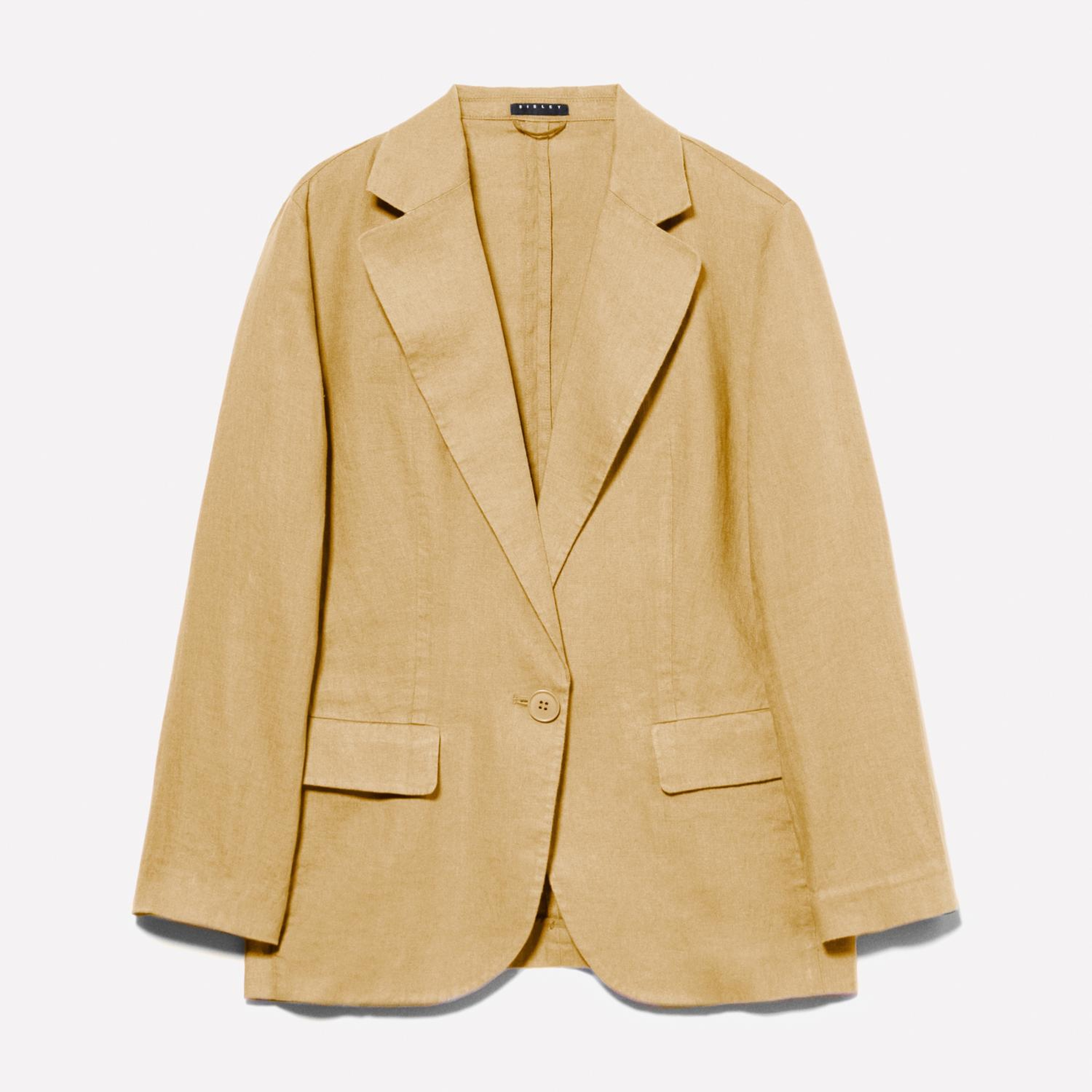 Kadın Kese Kağıdı %100 Keten Tek Düğmeli Blazer Ceket