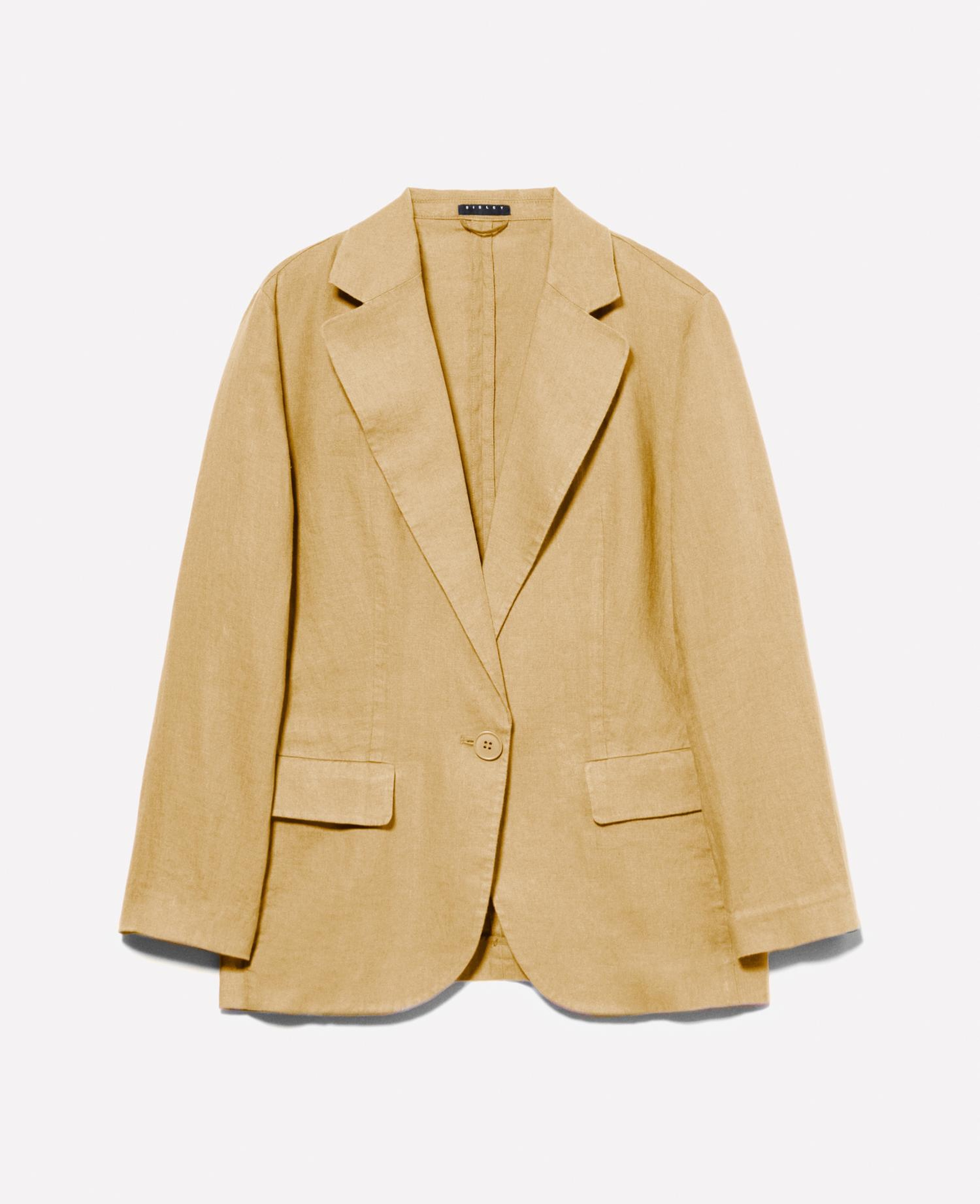 Kadın Kese Kağıdı %100 Keten Tek Düğmeli Blazer Ceket
