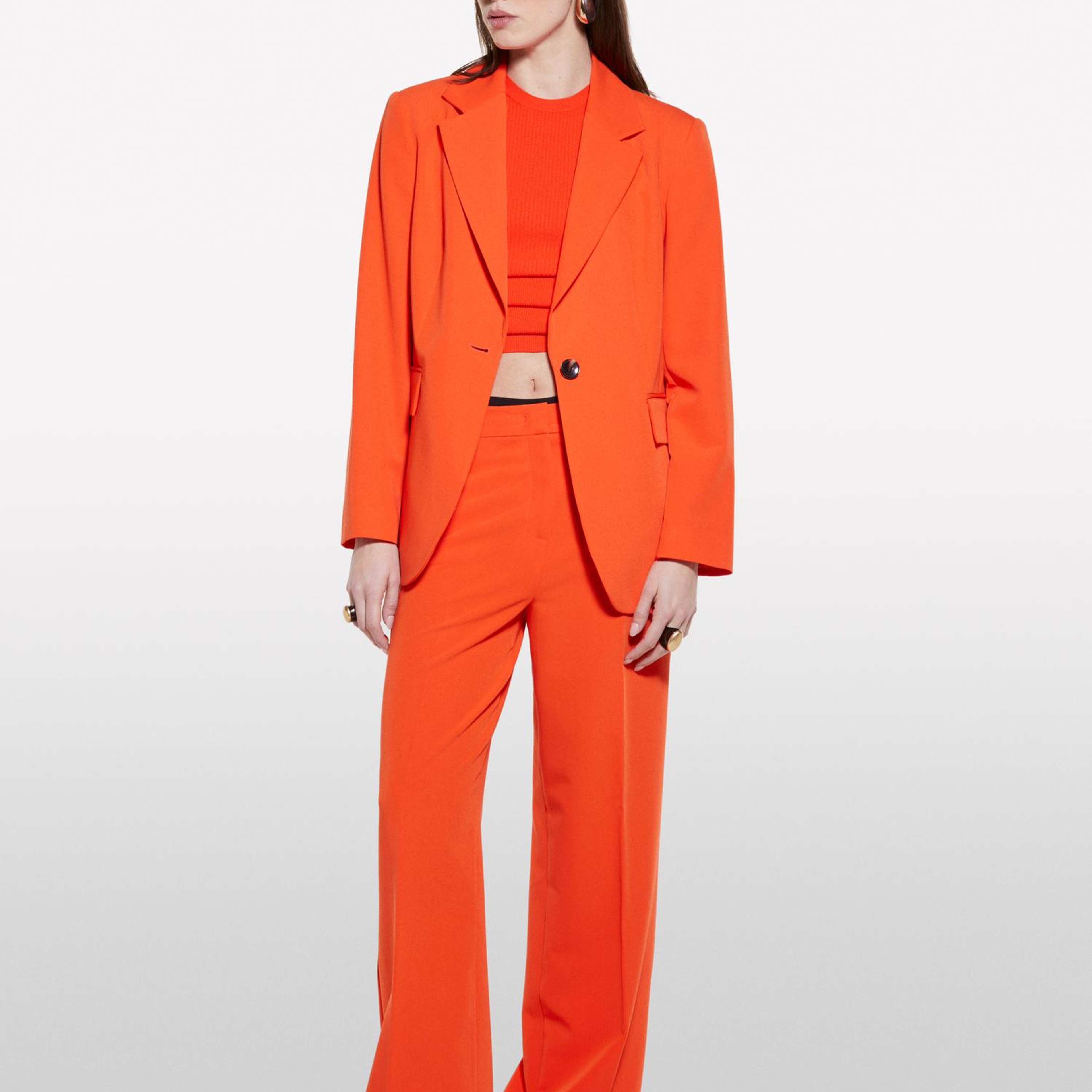 Kadın Nar Çiçeği Streç Viskozlu Tek Düğmeli Regular Fit Blazer Ceket