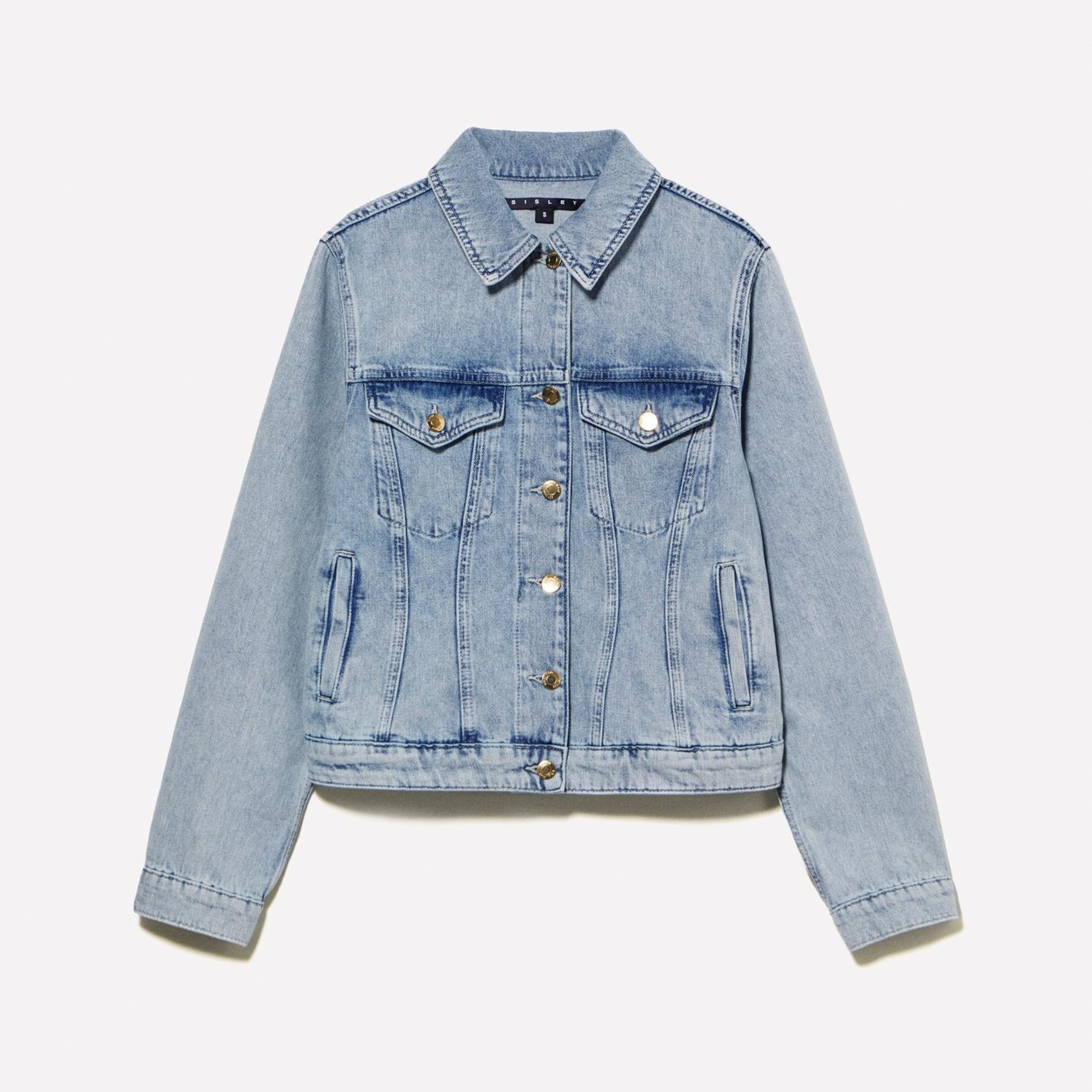 Kadın Denim %100 Pamuk Önü Düğmeli Cep Detaylı Denim Ceket