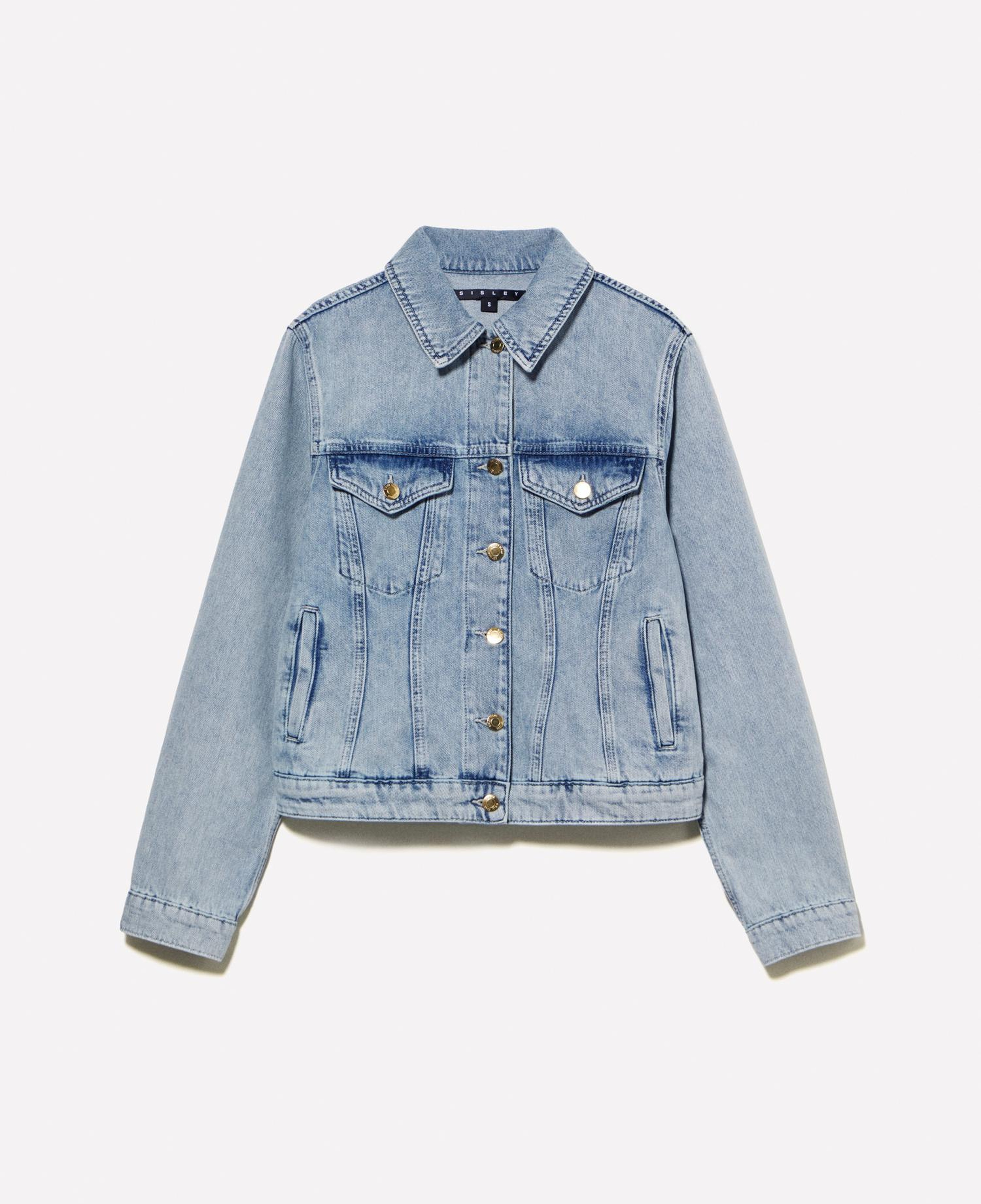 Kadın Denim %100 Pamuk Önü Düğmeli Cep Detaylı Denim Ceket